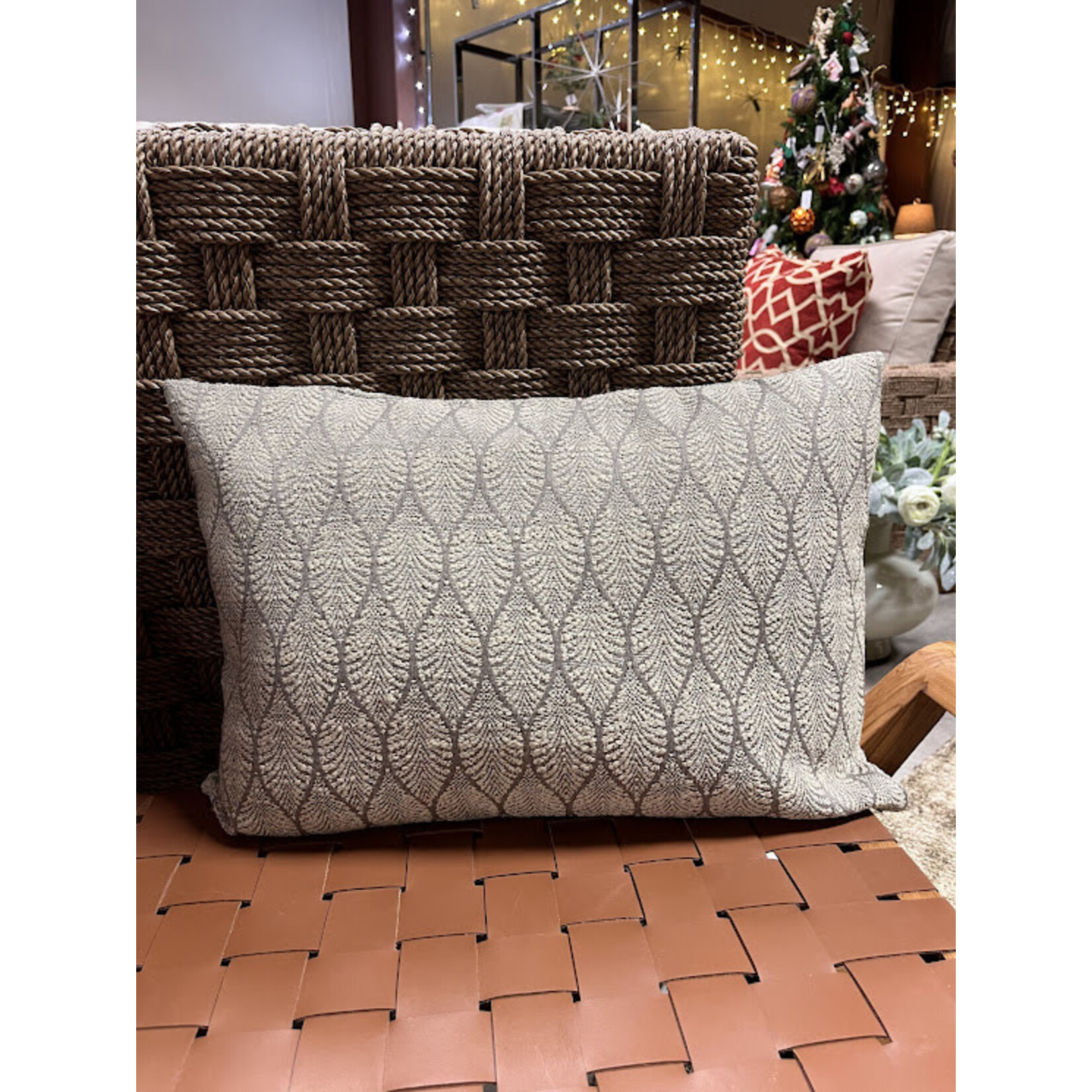 Anaya Summer Flora Mocha Indoor Outdoor Pillow 14"x20"