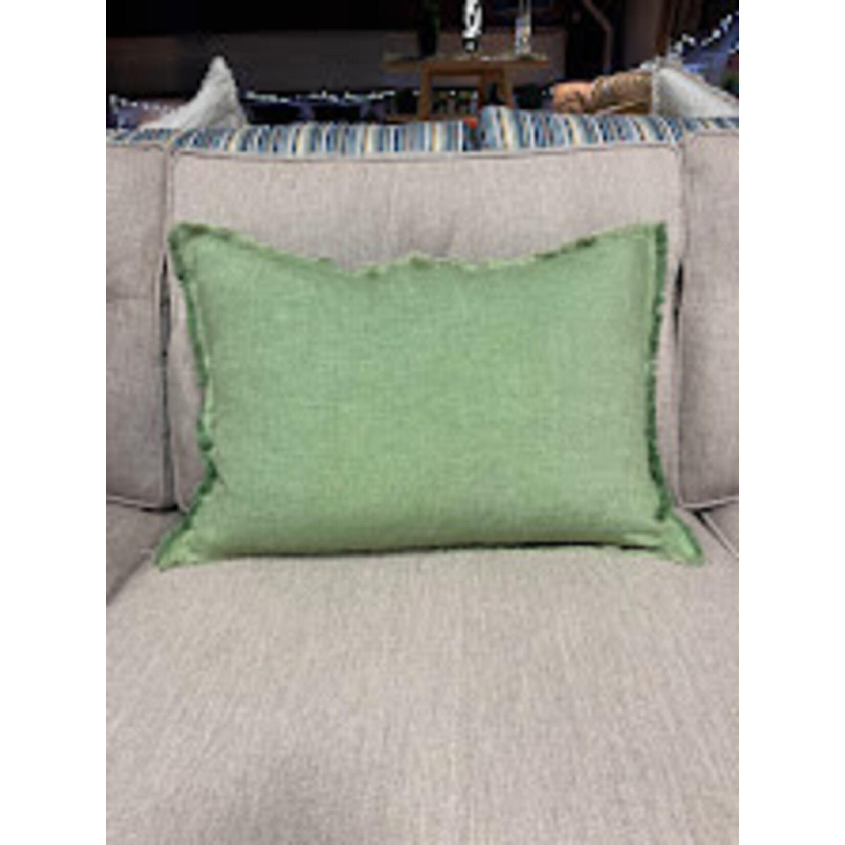 Anaya Green Cross-Dye So Soft Linen Pillow 14x20  With Down Insert