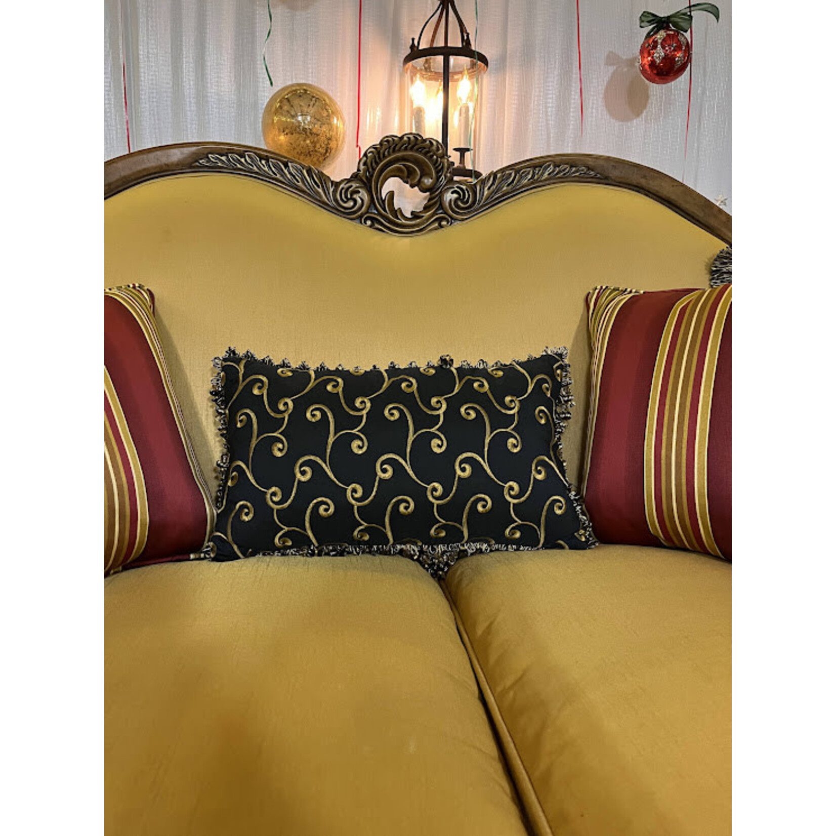 Michael Amini Black & Gold Kidney Throw Pillow with Tassels