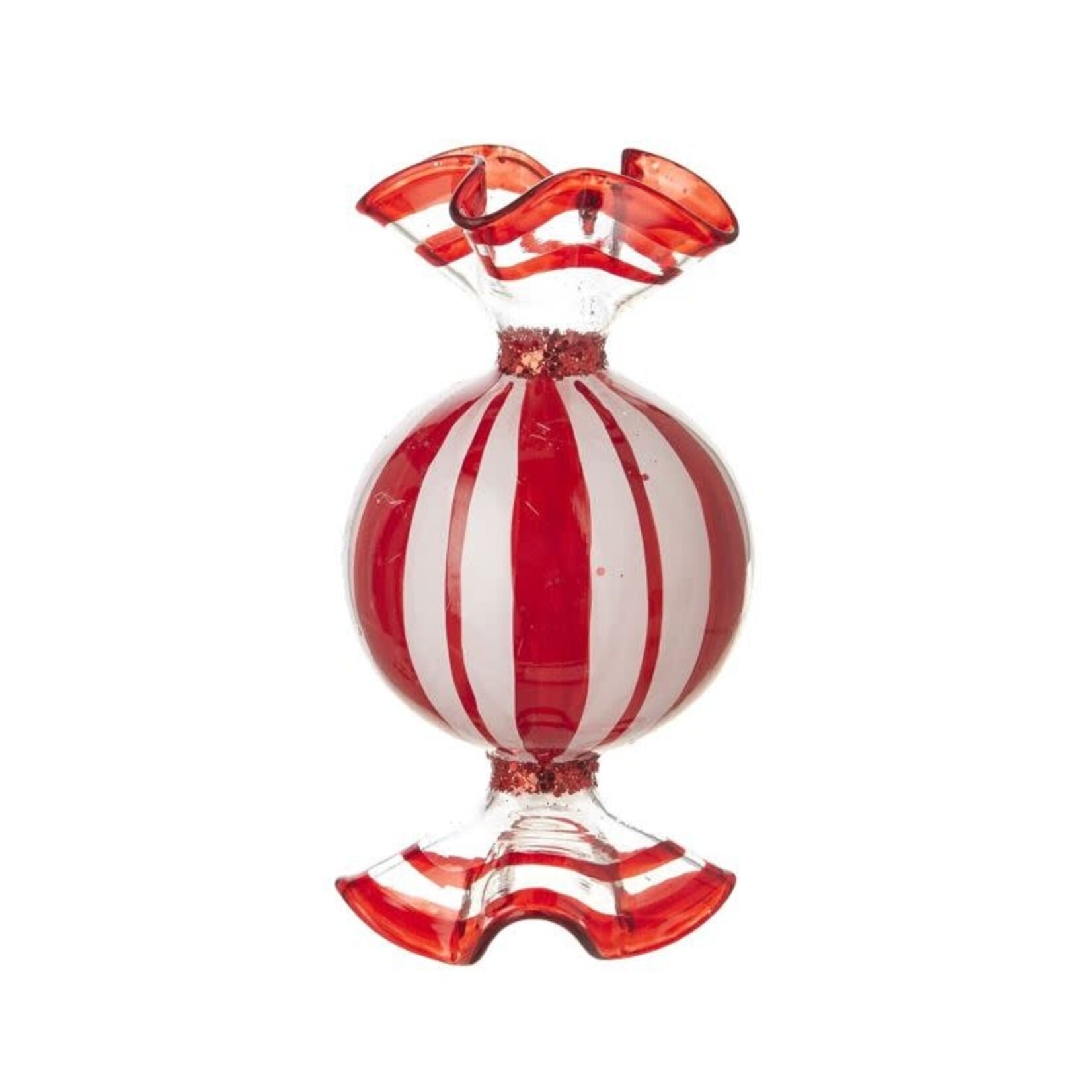 RAZ Imports Peppermint Candy Red & White Glass Ornament