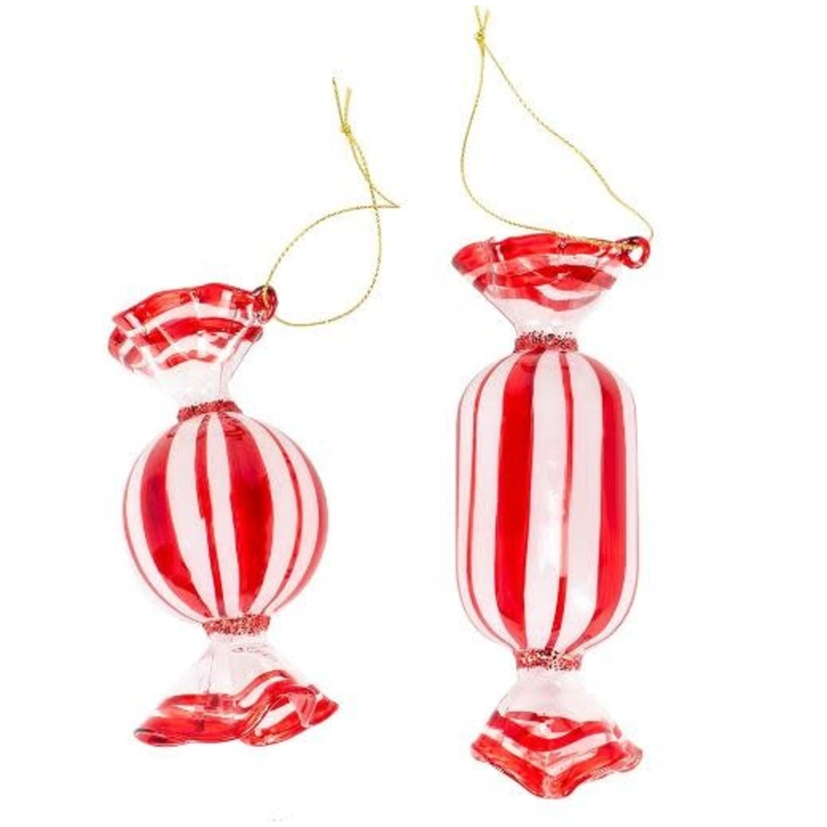 RAZ Imports Peppermint Candy Red & White Glass Ornament