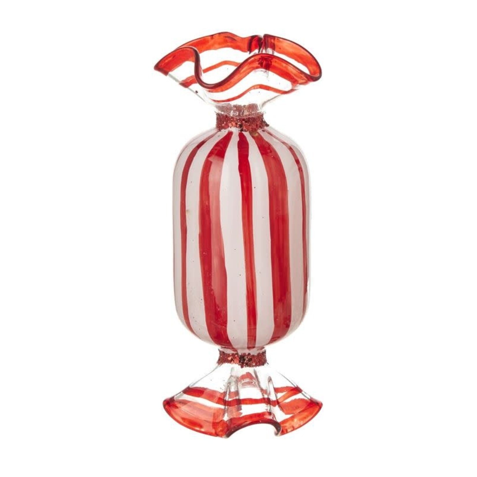 RAZ Imports Peppermint Candy Red & White Glass Ornament