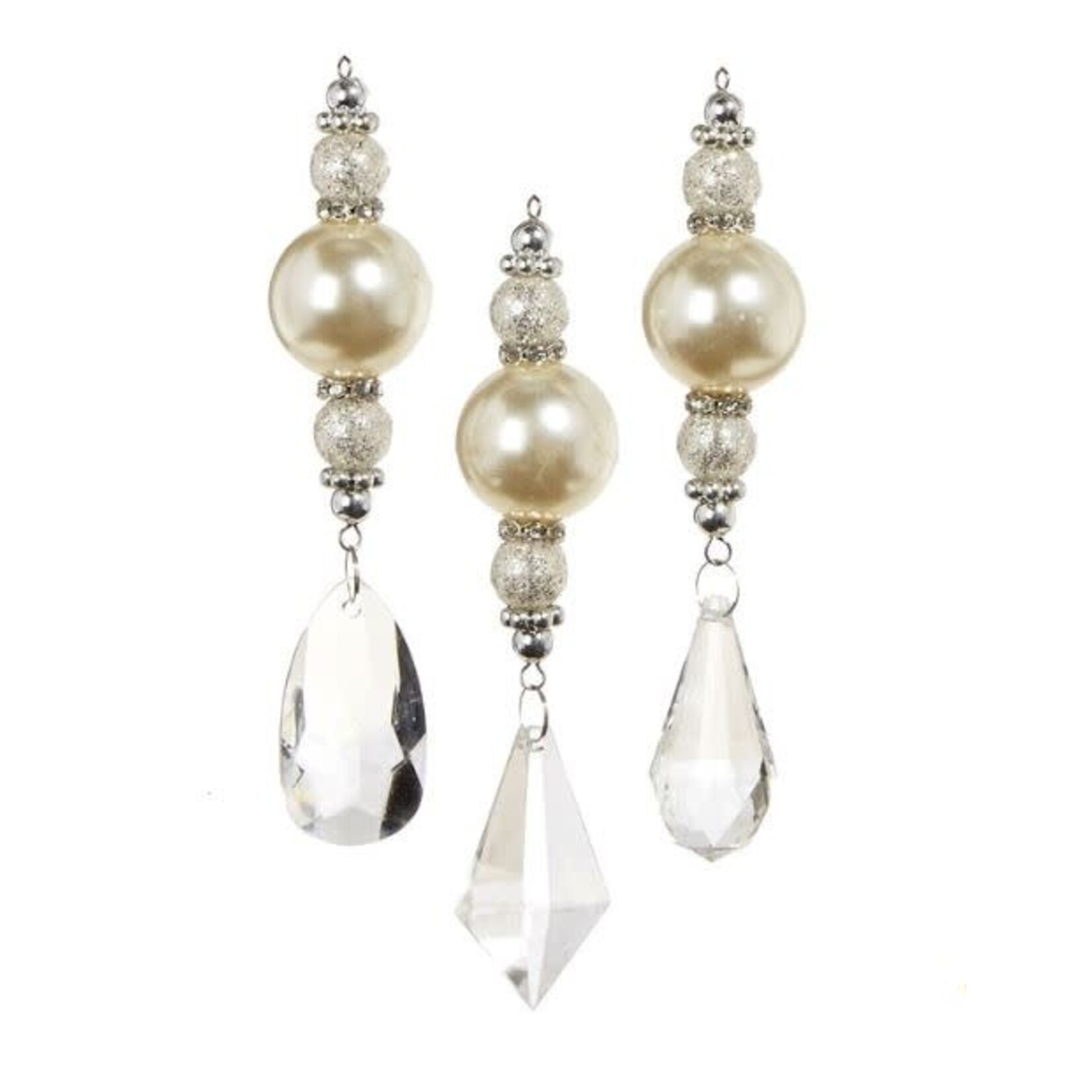 RAZ Imports Crystal Pearl Drop Ornament 5.75"