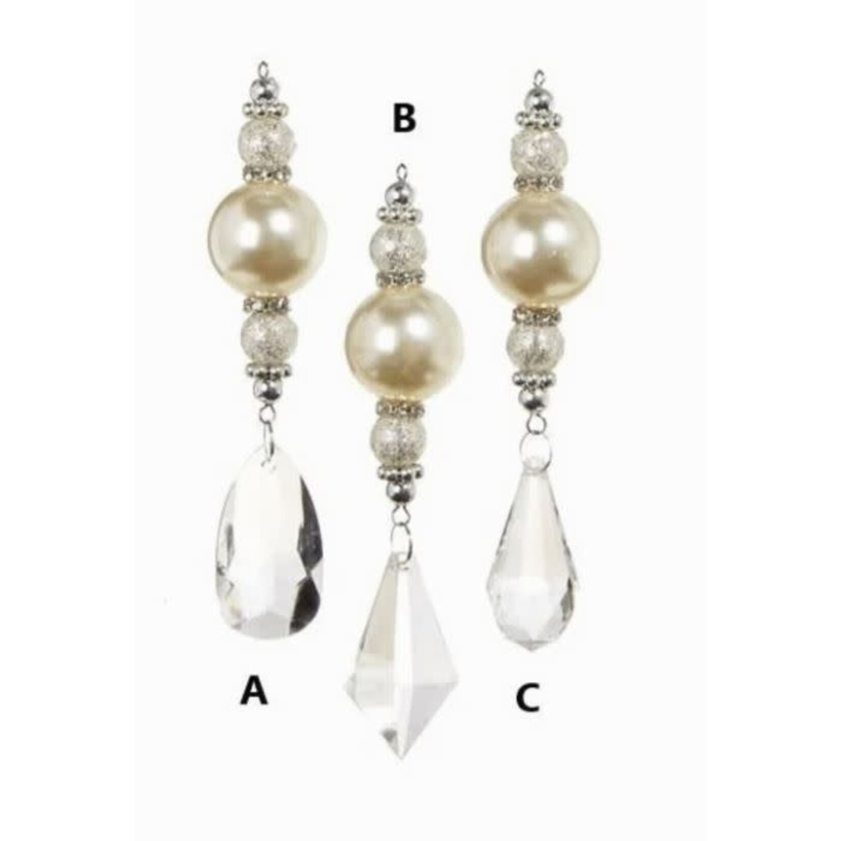 RAZ Imports Crystal Pearl Drop Ornament 5.75"