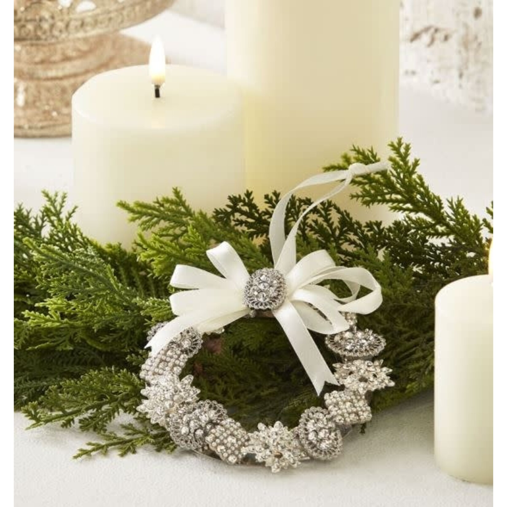 RAZ Imports Vintage Brooch Wreath Ornament 4.5"