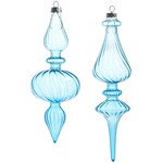 RAZ Imports Light Blue Blown Glass Finial Ornament 9.5"
