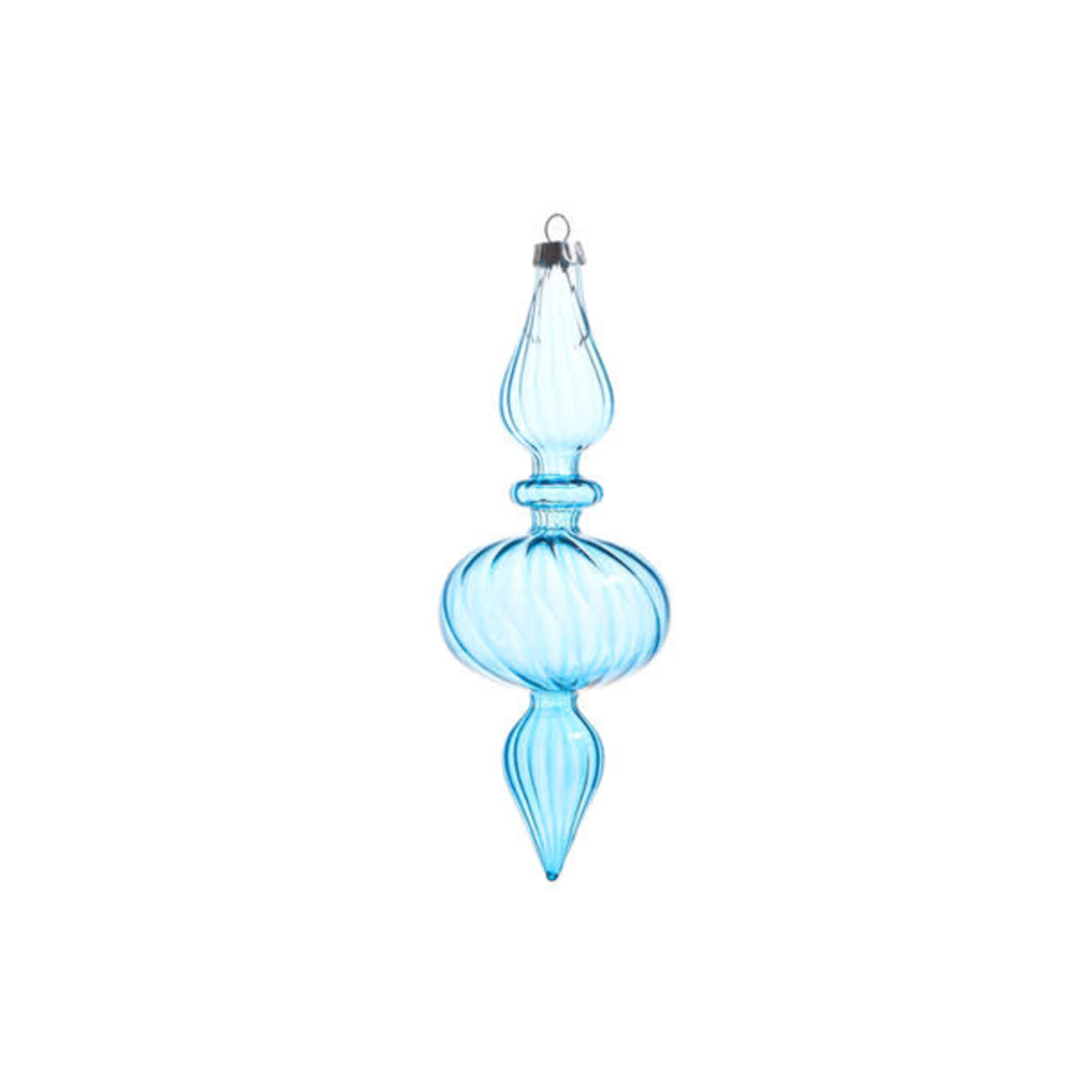 RAZ Imports Light Blue Blown Glass Finial Ornament 9.5"