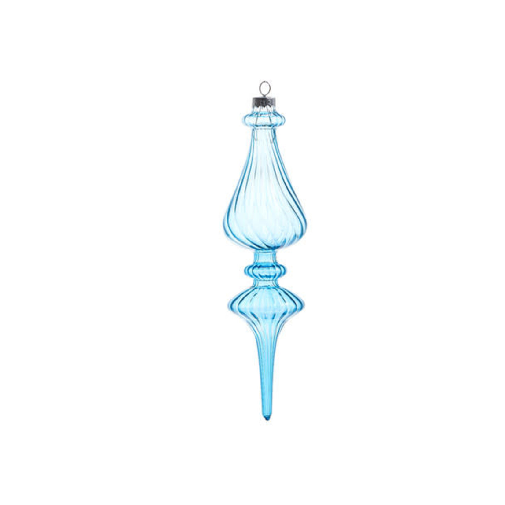 RAZ Imports Light Blue Blown Glass Finial Ornament 9.5"