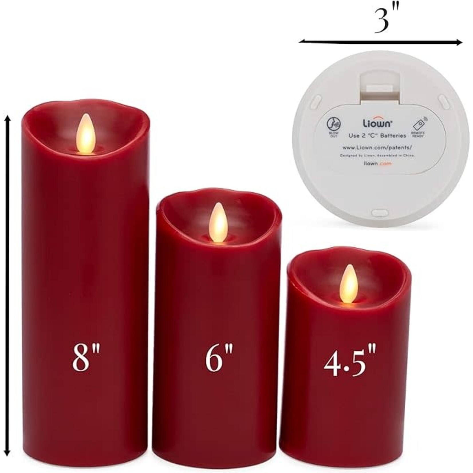 RAZ Imports Moving Flameless Red Pillar Candle 3"