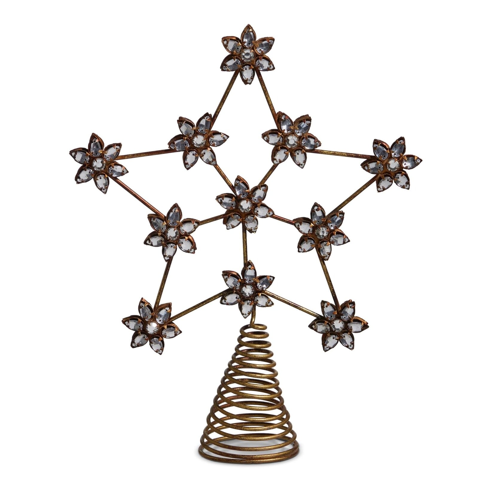 RAZ Imports Jeweled Star Iron & Glass Tree Topper Finial 10.5"