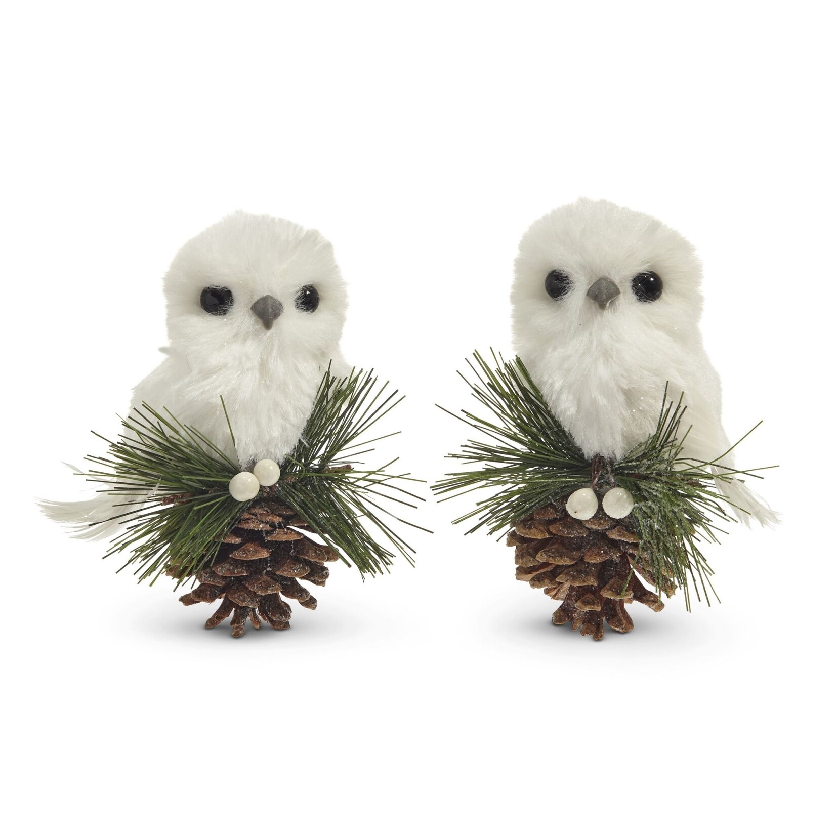 RAZ Imports White Owl on Pinecone Ornament 4.5"