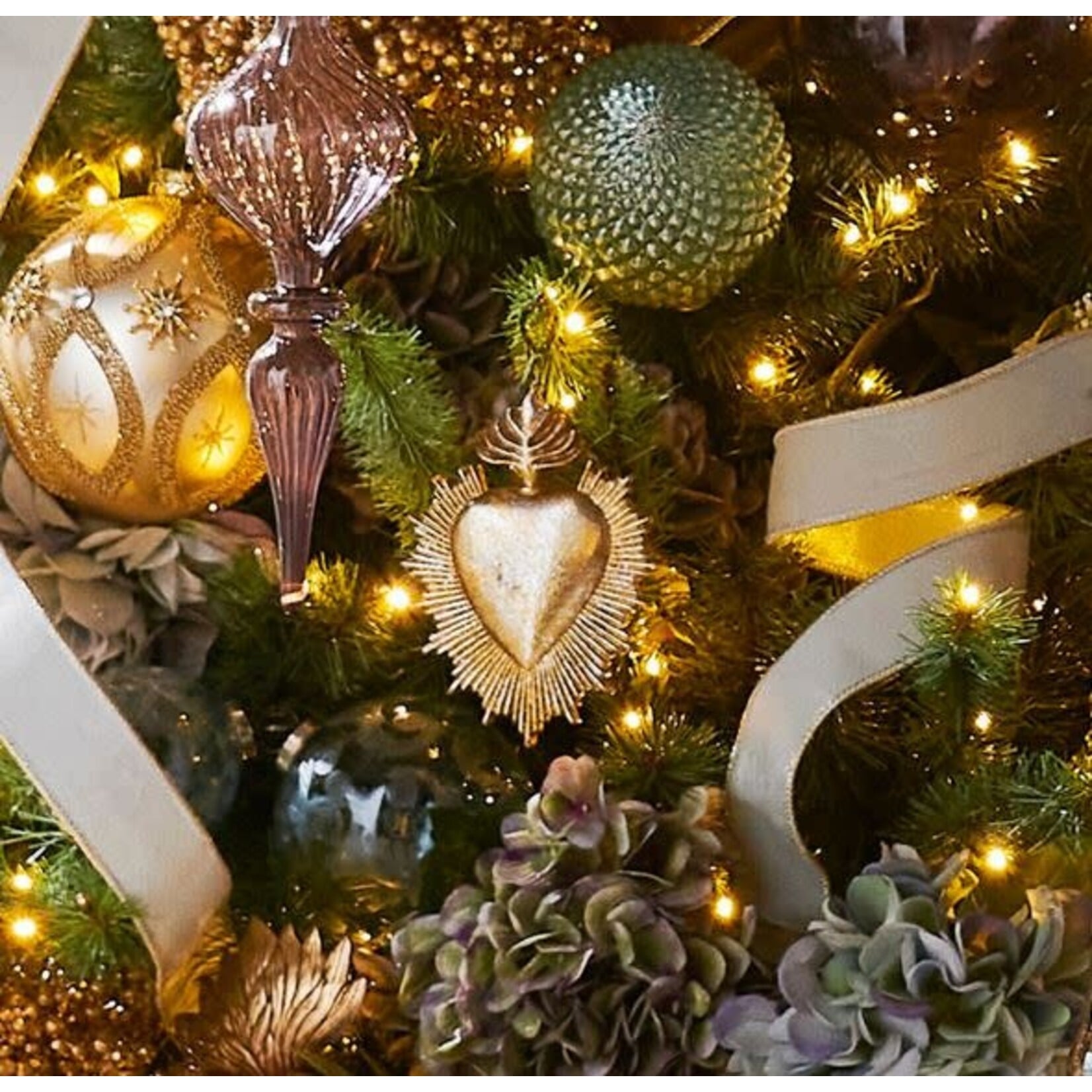 RAZ Imports Metallic Gold Sacred Heart Ornament 5"