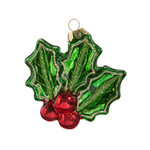 RAZ Imports Holly & Red Berry Glitter Ornament 3.5"