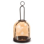 RAZ Imports Gold Star Etched Glass Hanging Lantern Ornament 9"