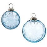 RAZ Imports Etched Glass Clear Blue Ball Ornament