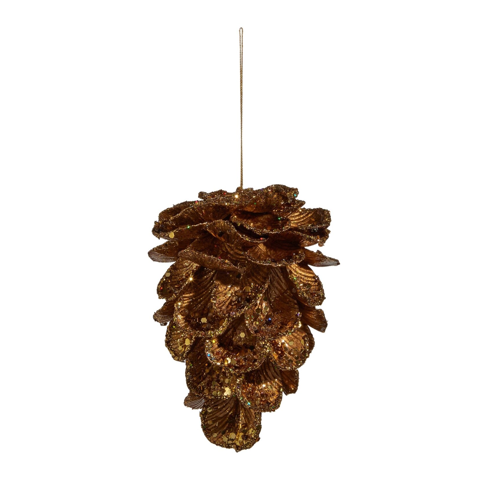 RAZ Imports Glittered Gold Pinecone Ornament 6"