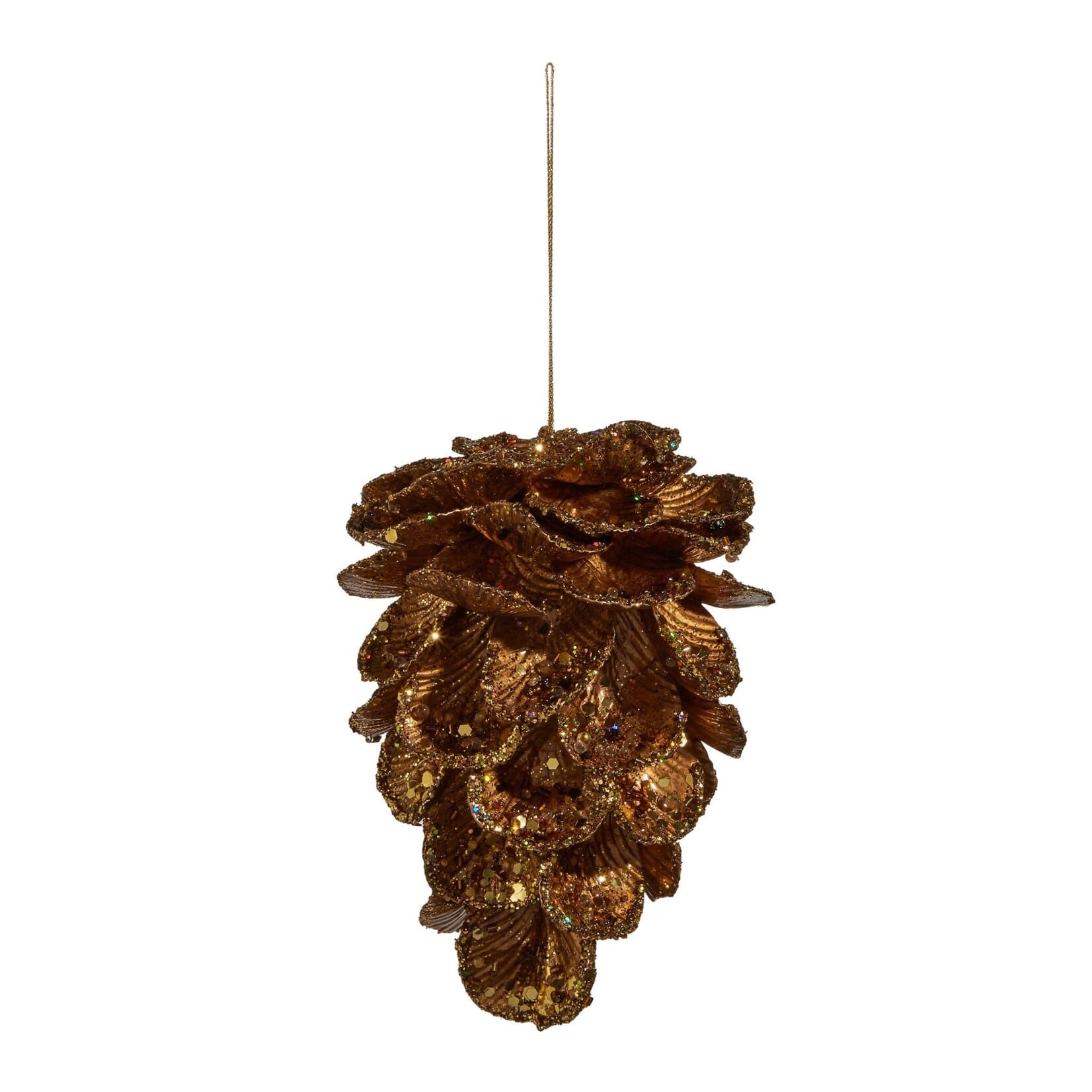 RAZ Imports Gold Glitter Pinecone Ornament 6"