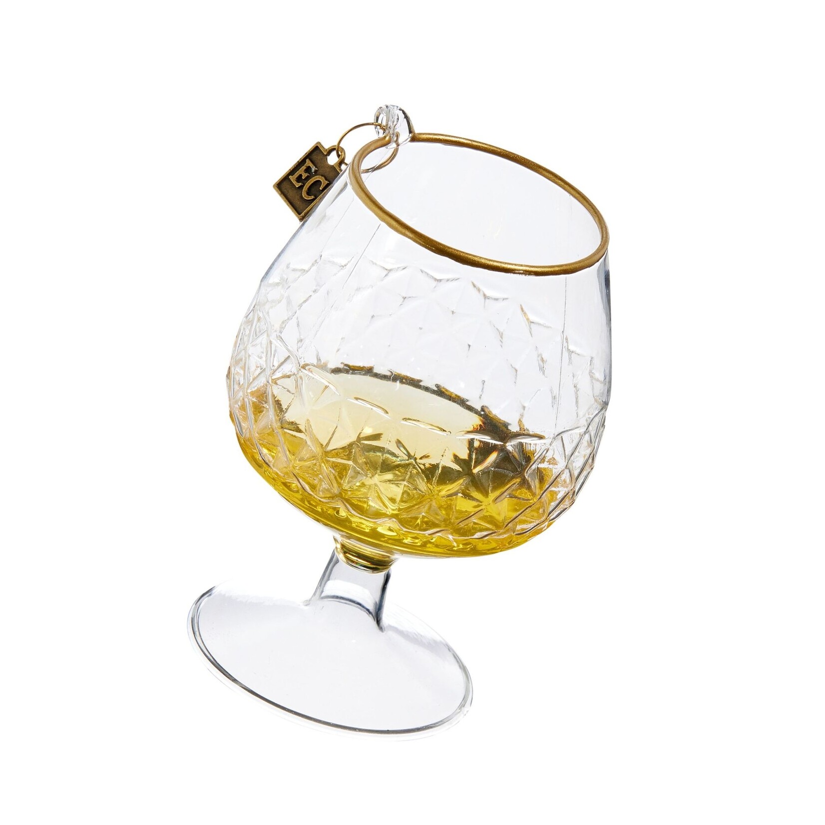 RAZ Imports Cut Crystal Brandy Whiskey Glass Ornament 4.5"