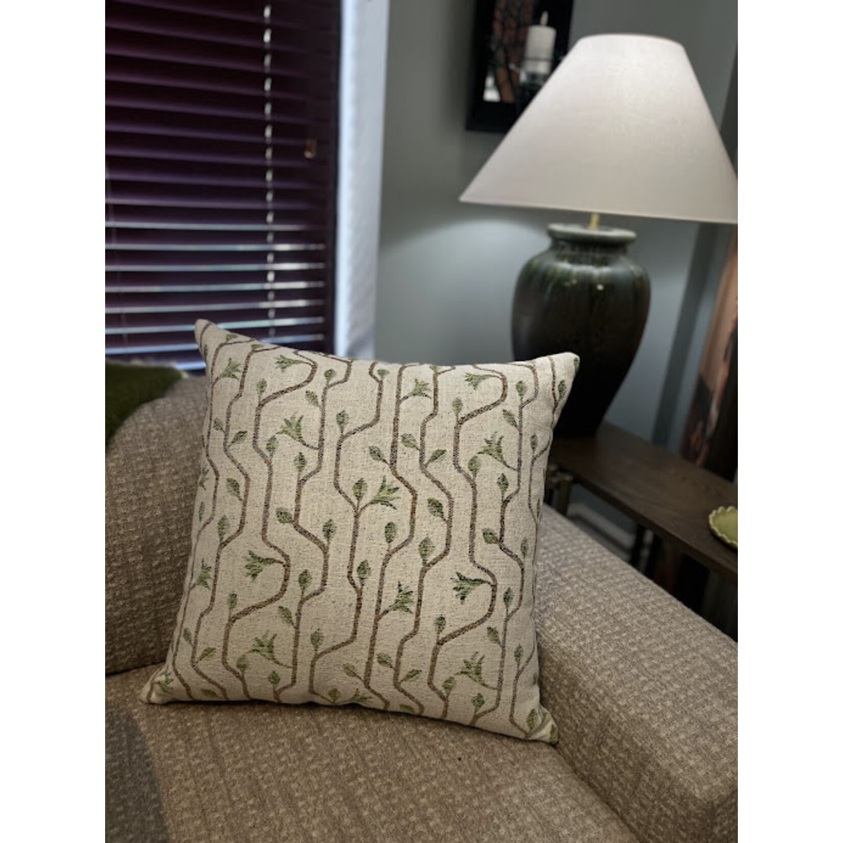 Kevin O'Brien Studio Craftsman Weather Resistant Avocado Throw Pillow 22x22