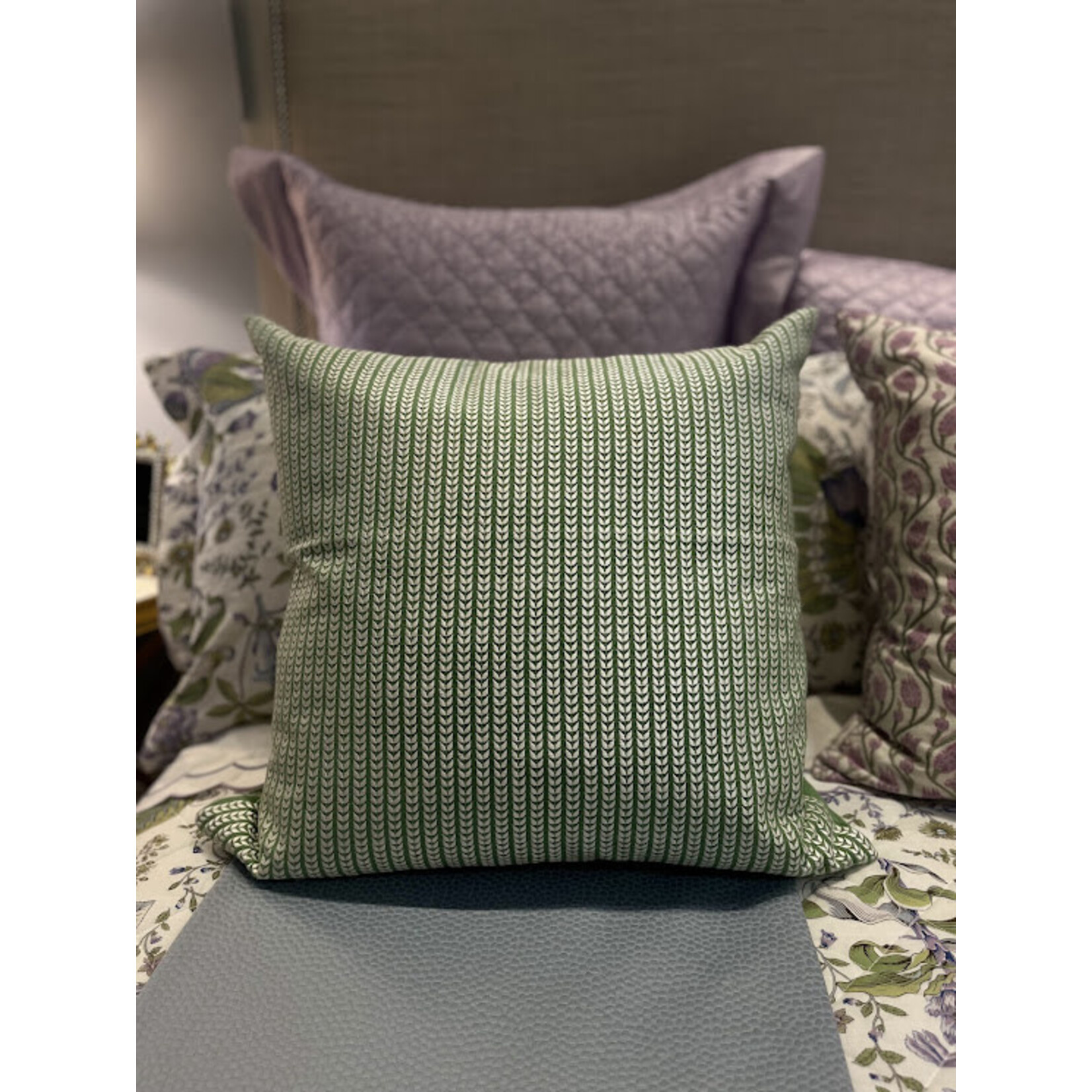 John Robshaw Textiles Maham Sage Decorative Pillow 22x22 with Insert