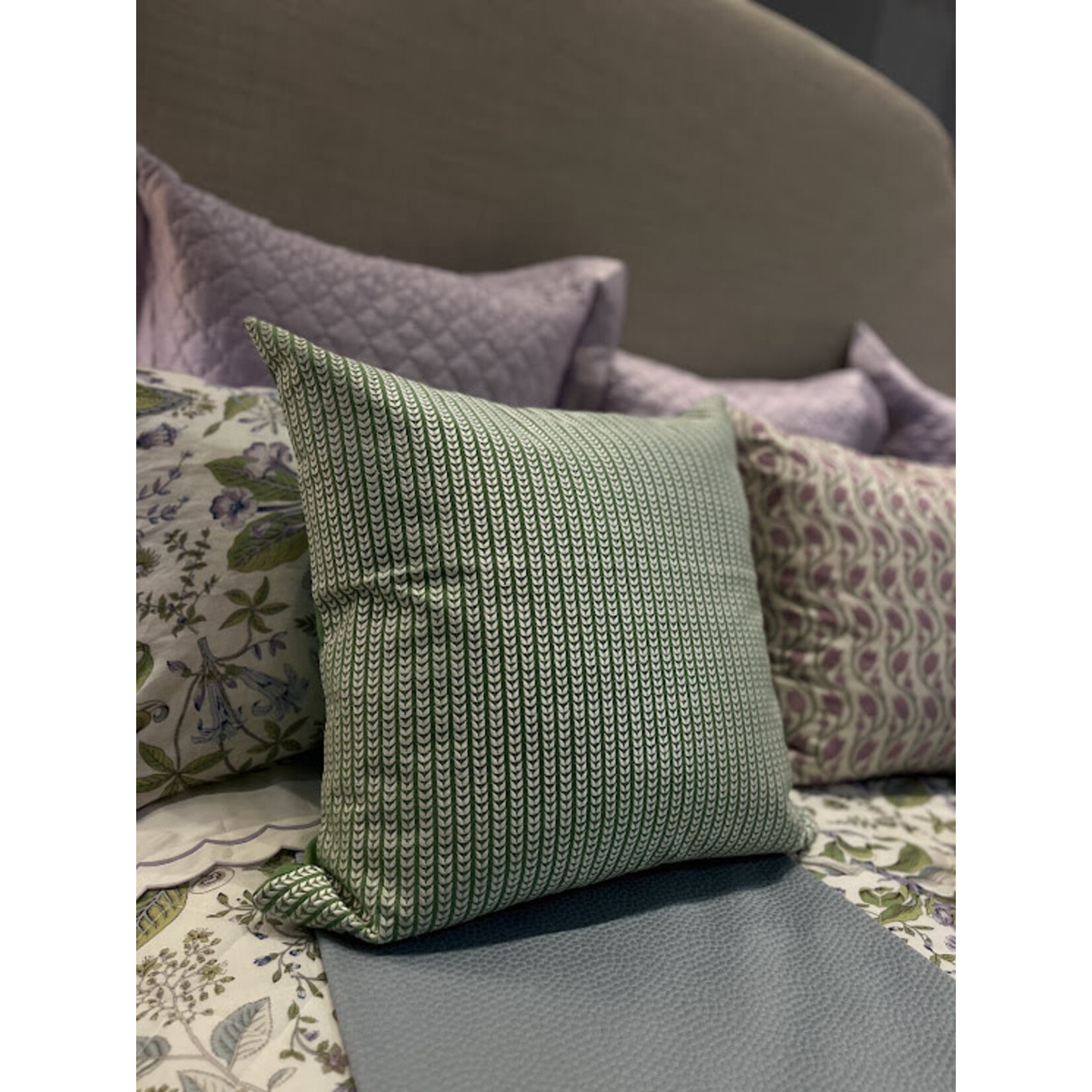 John Robshaw Textiles Maham Sage Decorative Pillow 22x22 with Insert