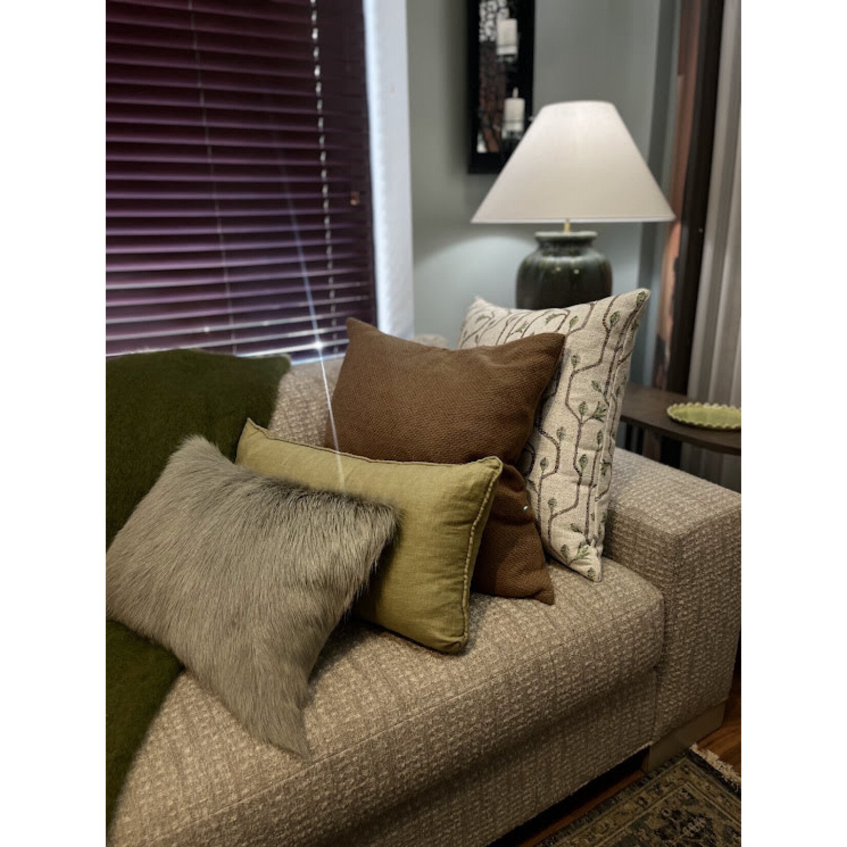 Four Seasons Furniture Palazzo Celedon Green Kidney Throw Pillow 22"×12"