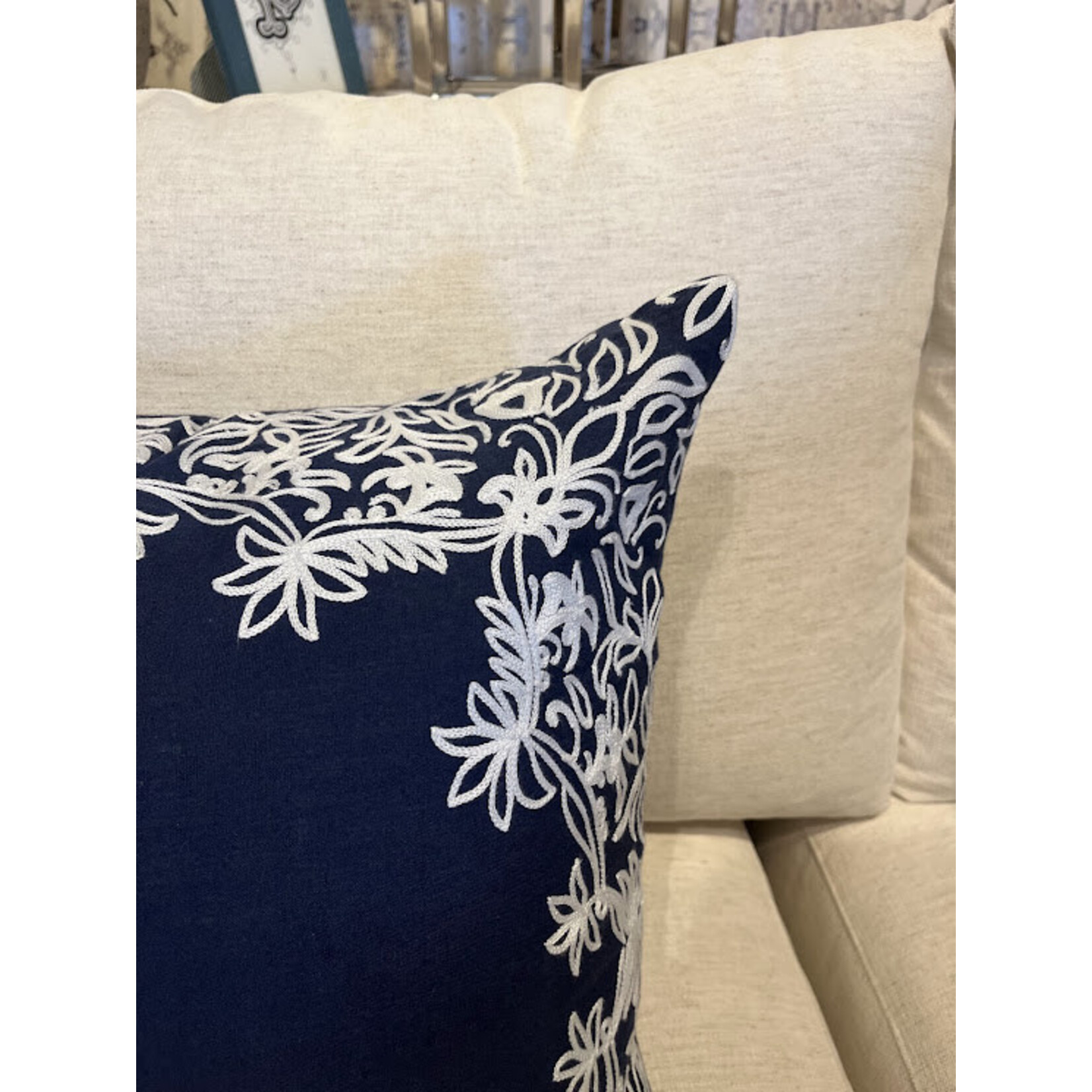 John Robshaw Textiles Majjan Indigo Pillow