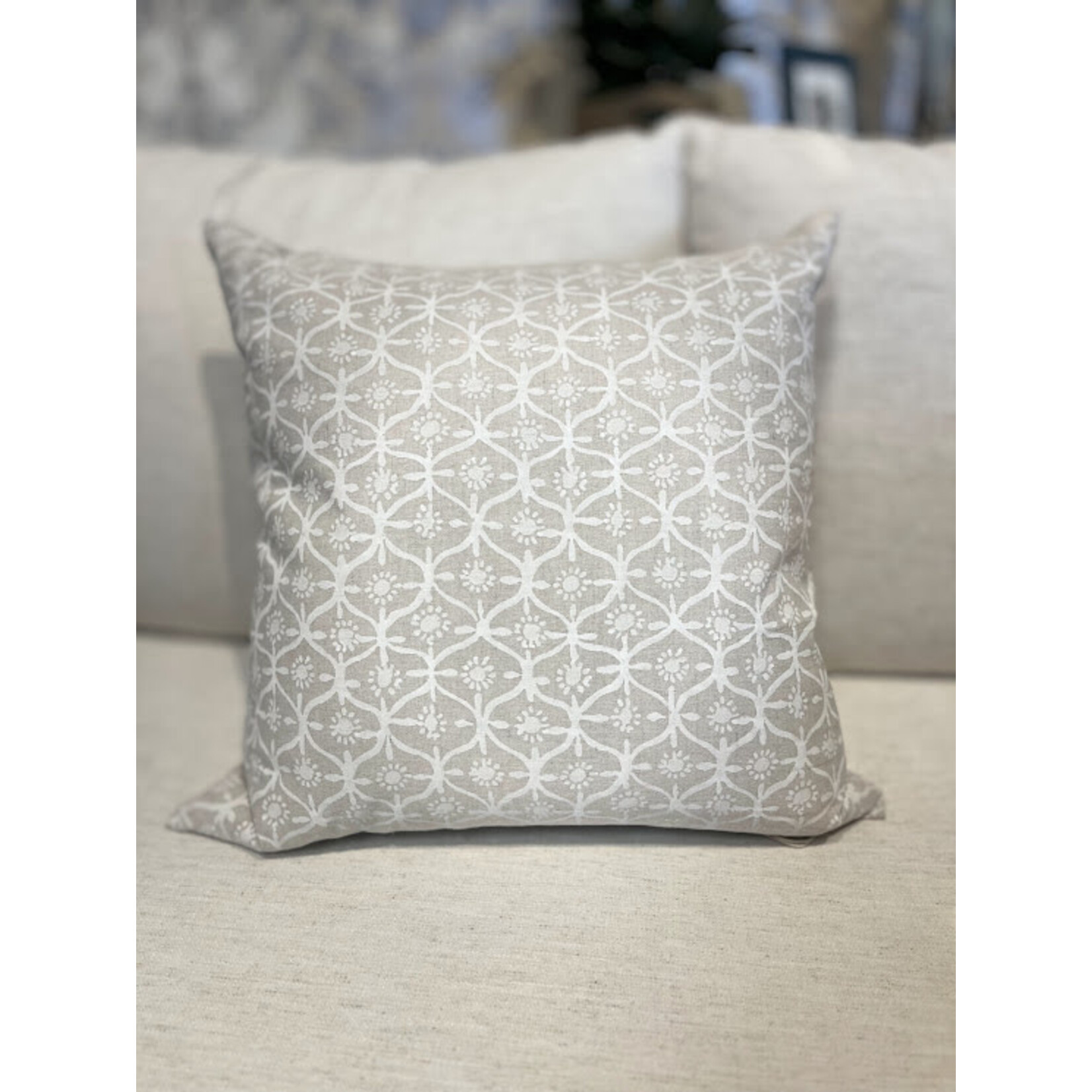 John Robshaw Textiles Amma White Floral Decorative Throw Pillow