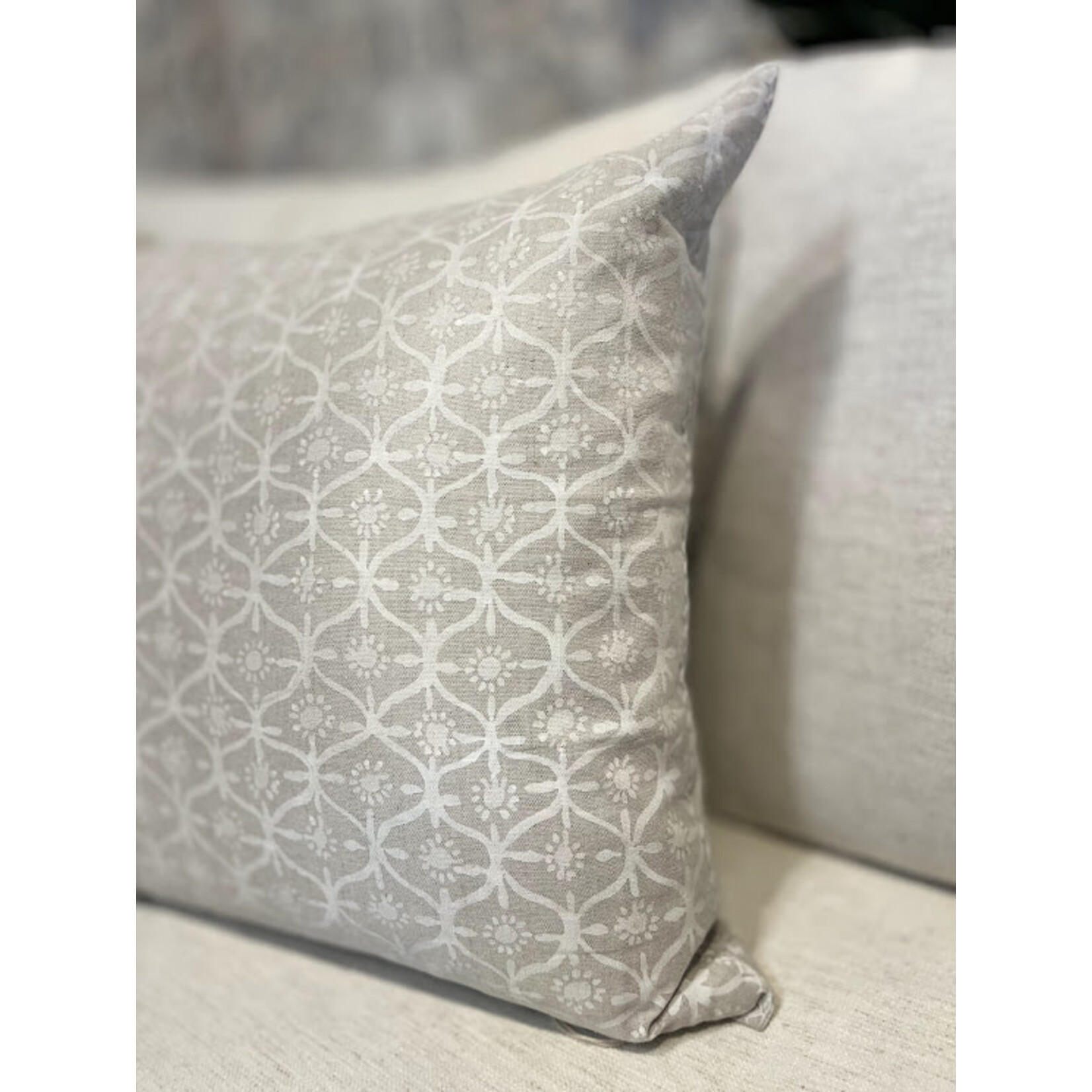 John Robshaw Textiles Amma White Floral Decorative Throw Pillow