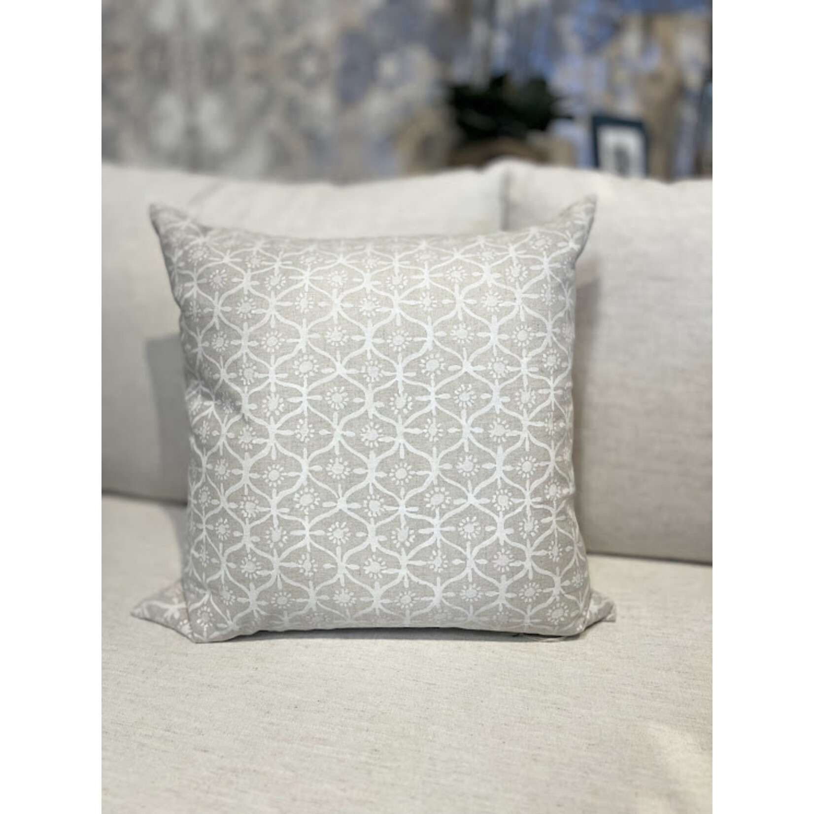 John Robshaw Textiles Amma White Floral Decorative Throw Pillow