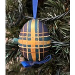 Peter's Seasons Plaid Gold Handcrafted Egg Ornament