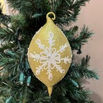 Peter's Seasons Blown Glass Gold & White Snowflake Ornament