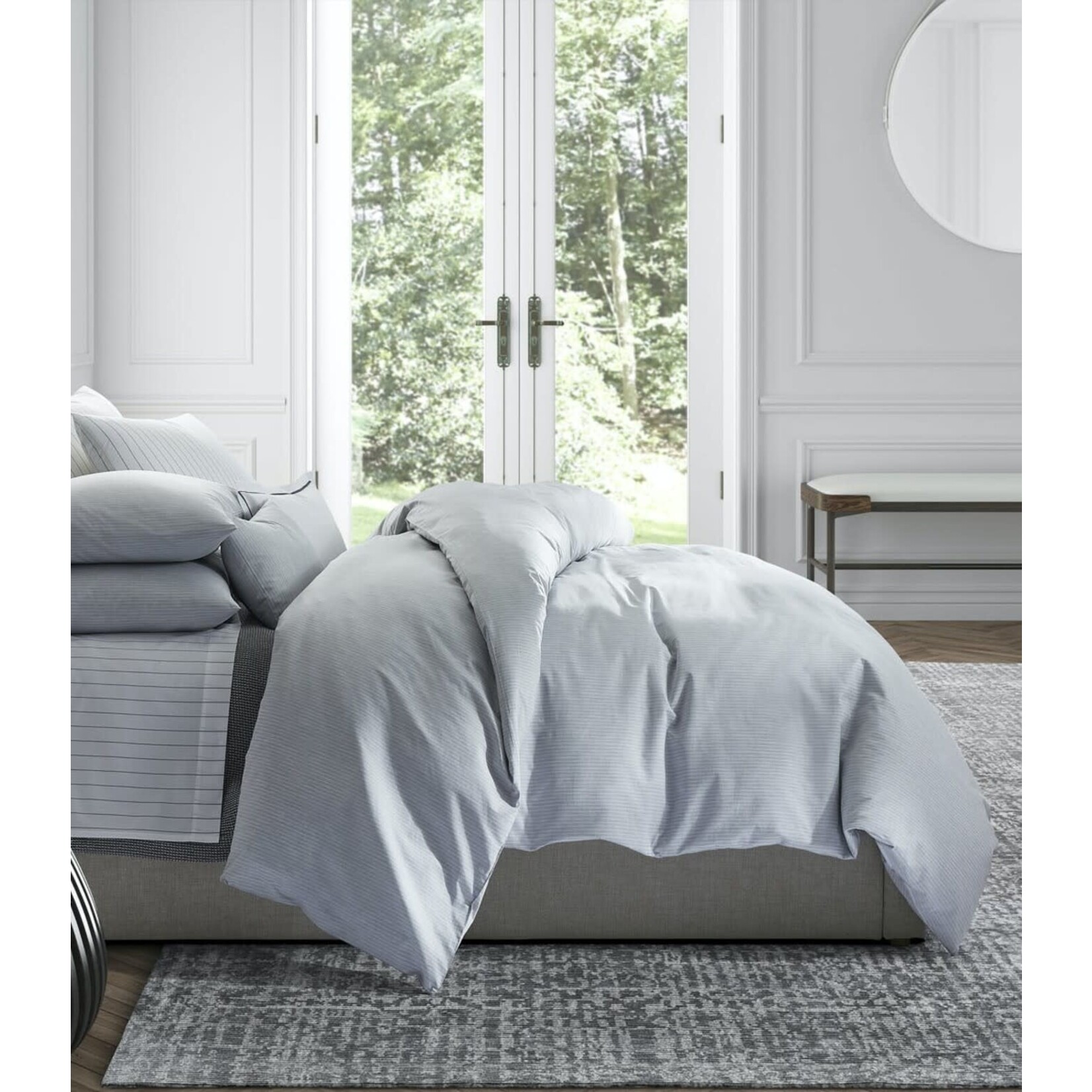 Matouk Lorenzo King Pillow Cases Pair Blue  Sandalwood