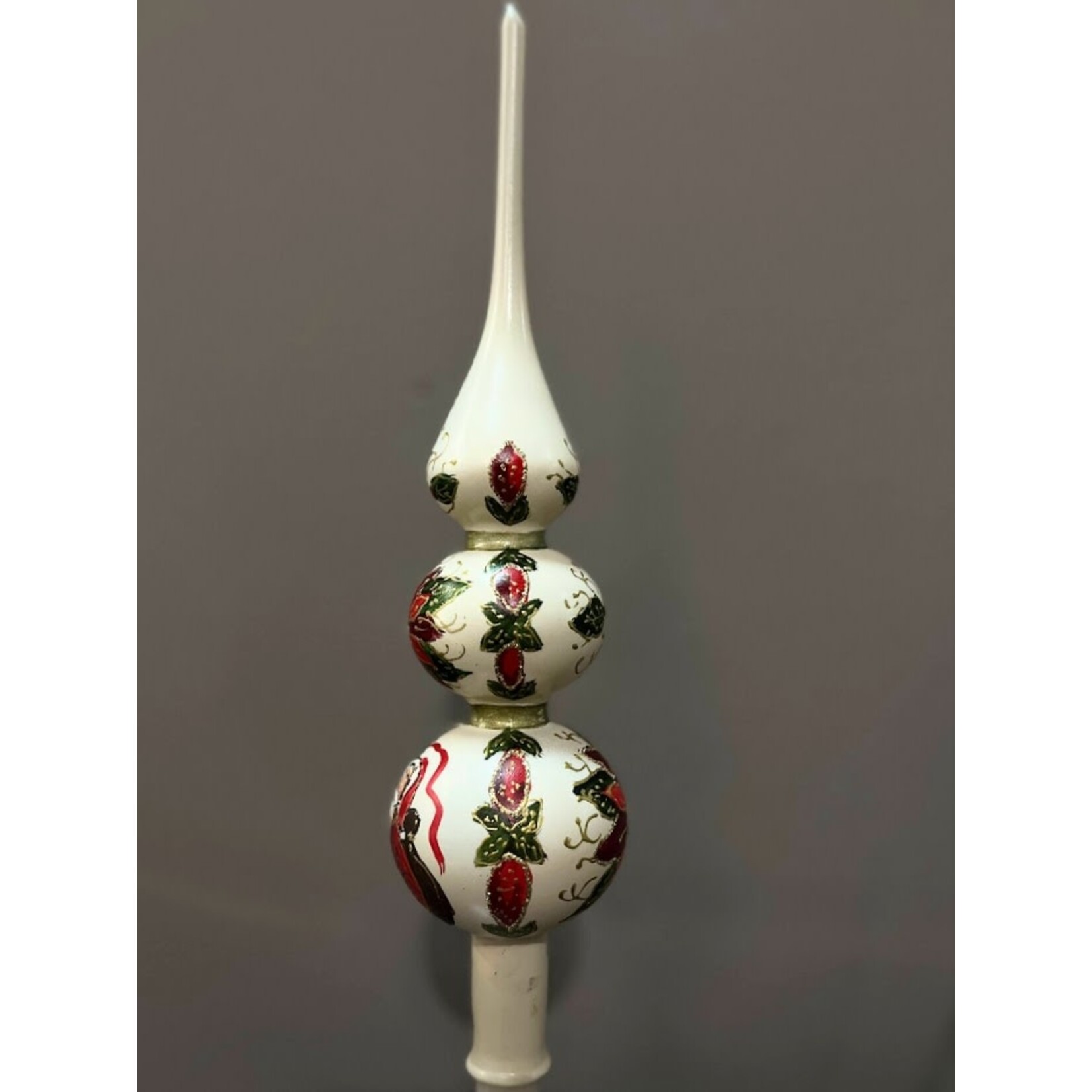 Peter's Seasons Hand Painted Poinsettia Tree Topper Finial