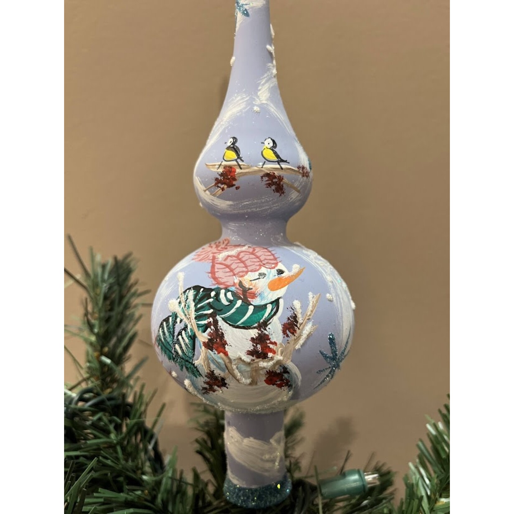 Peter's Seasons Snowman Glass Tree Topper Finial