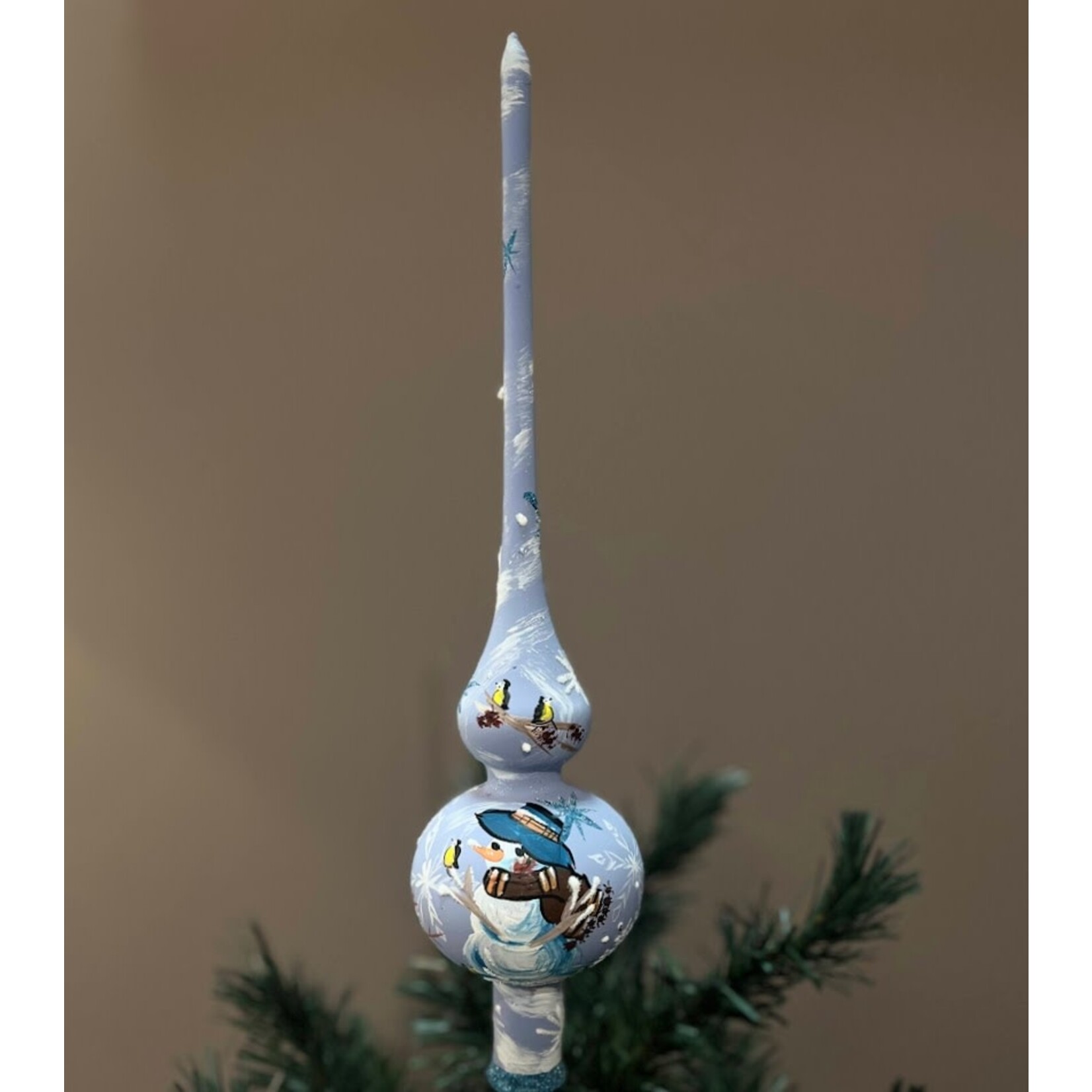 Peter's Seasons Snowman Glass Tree Topper Finial