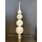 Peter's Seasons Clear with White Glitter Lace Glass Tree Topper Finial