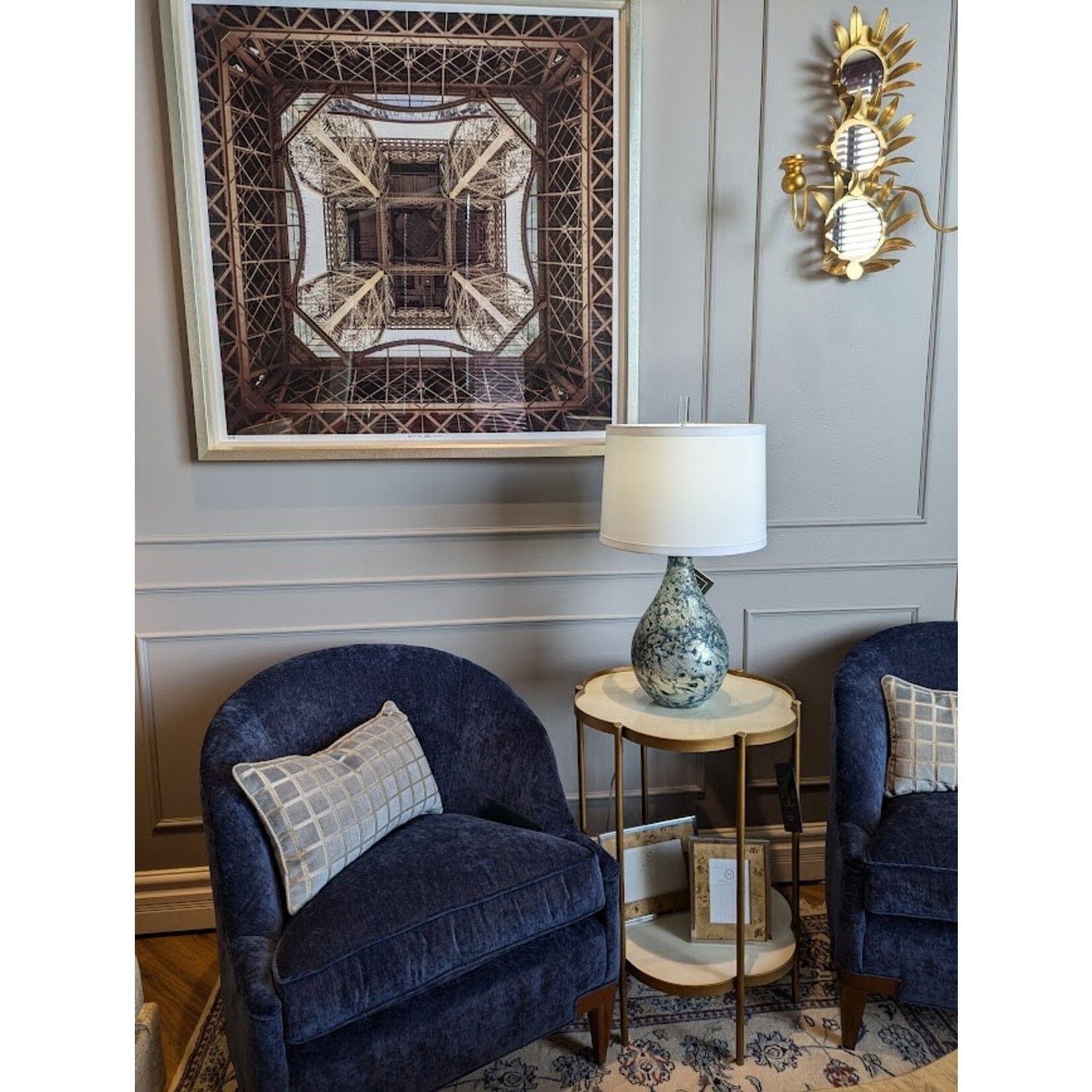Theodore Alexander Lafayette Blue Velvet Chair
