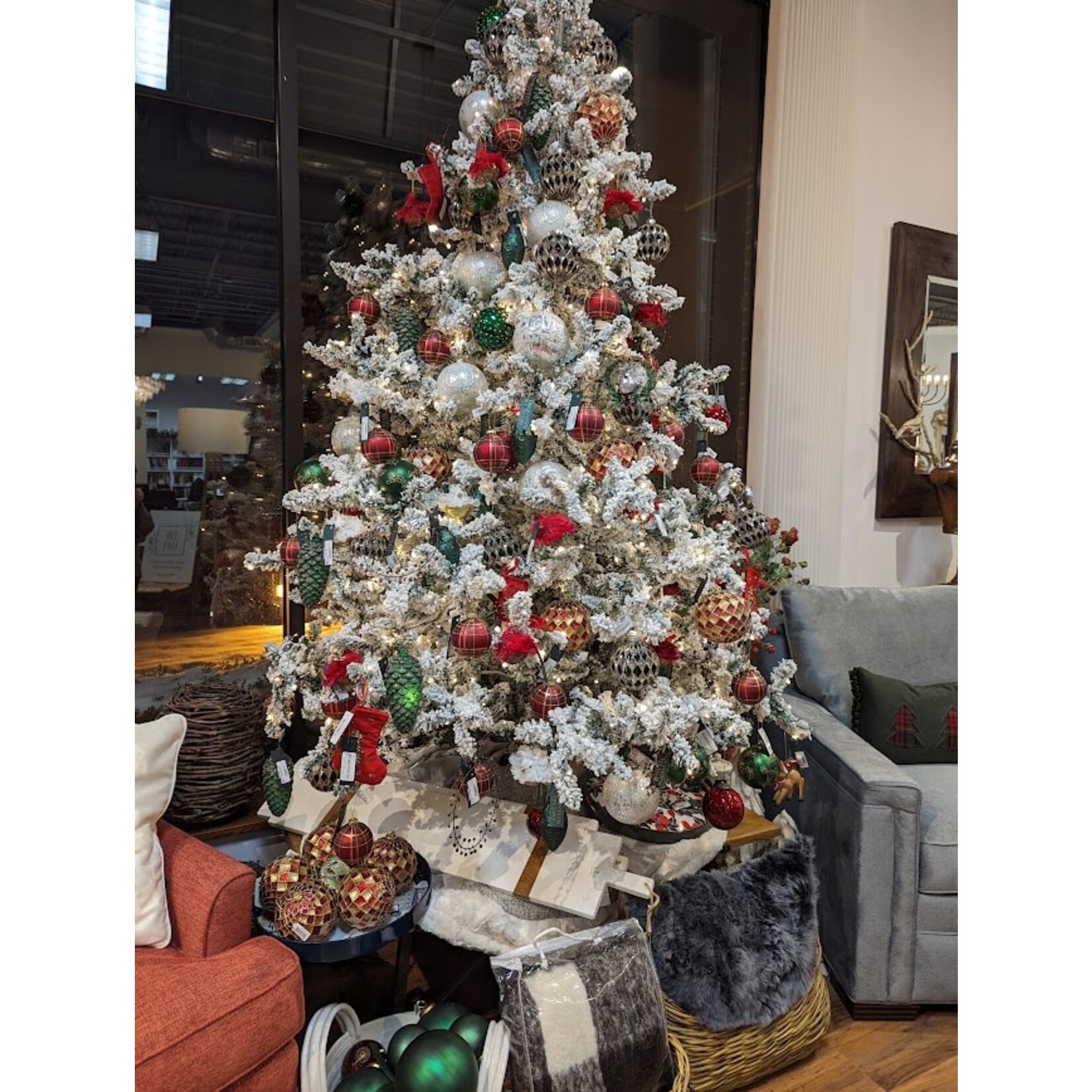 Shishi LLC Glass Ball Green & Red Holly Deco Ornament