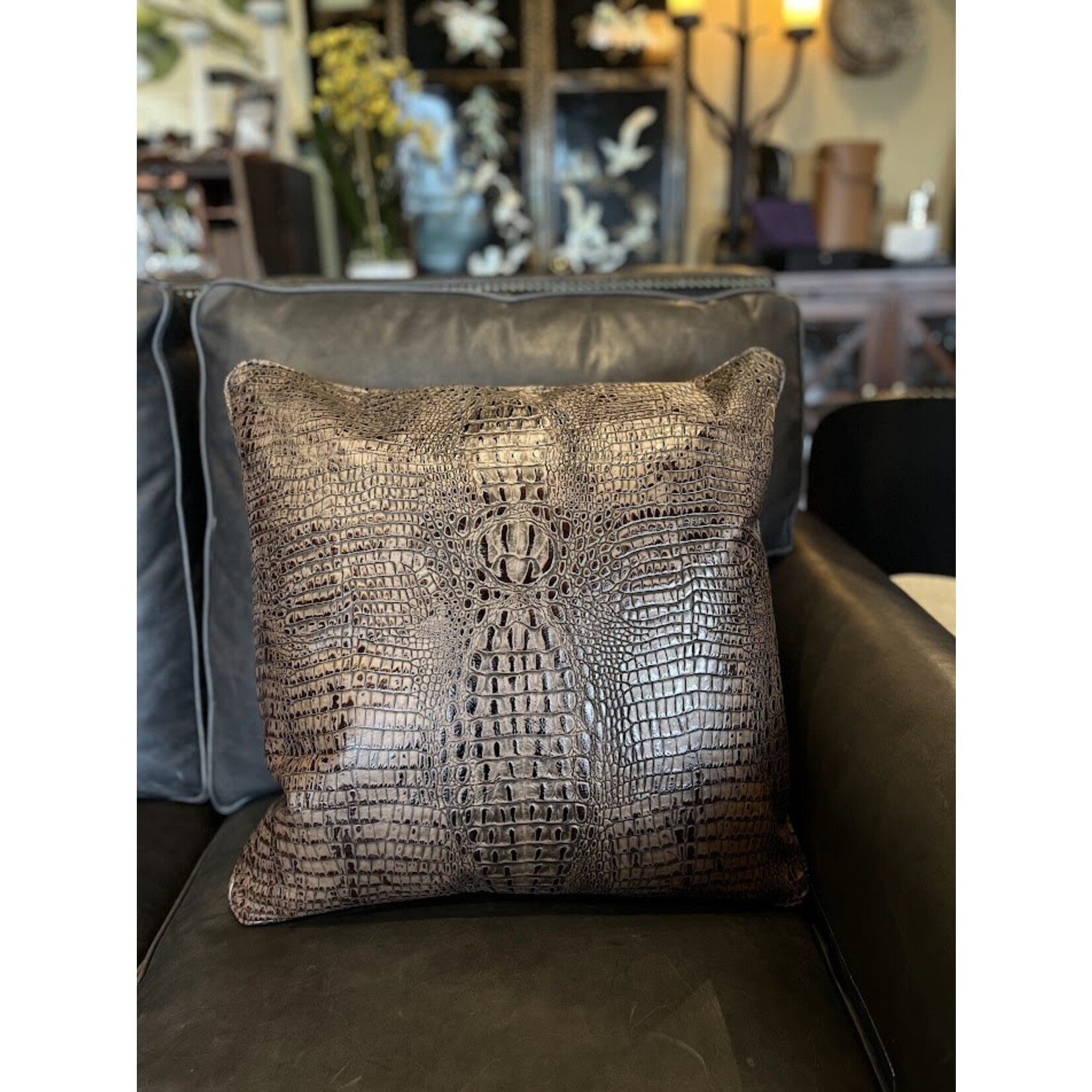 Fairfield Saddle Leather Throw Pillow