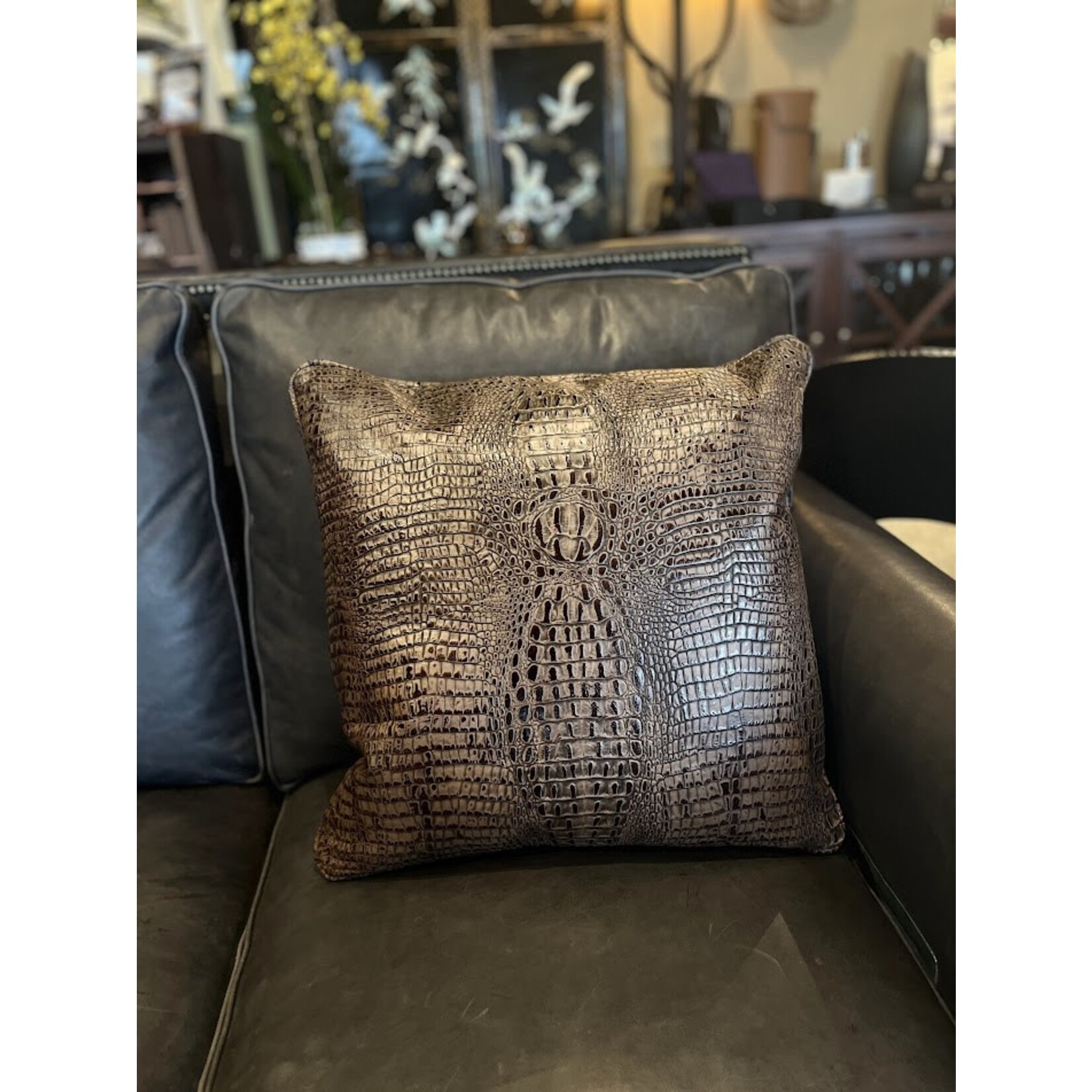 Fairfield Saddle Leather Throw Pillow