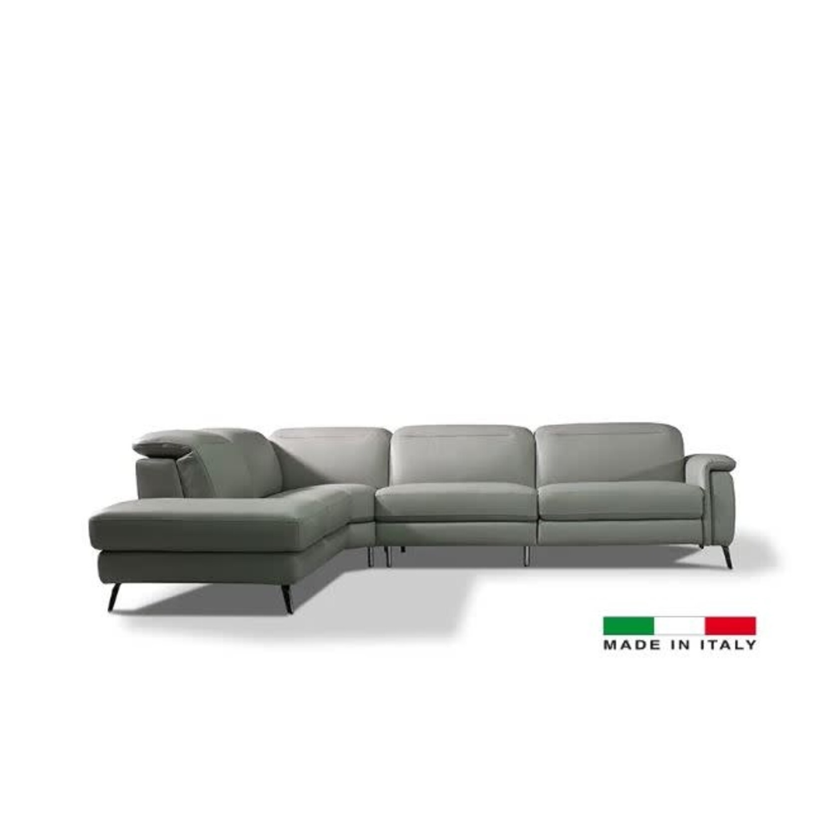 Bellini Modern Living Oxford Left Hand Motion Leather Sectional Grey