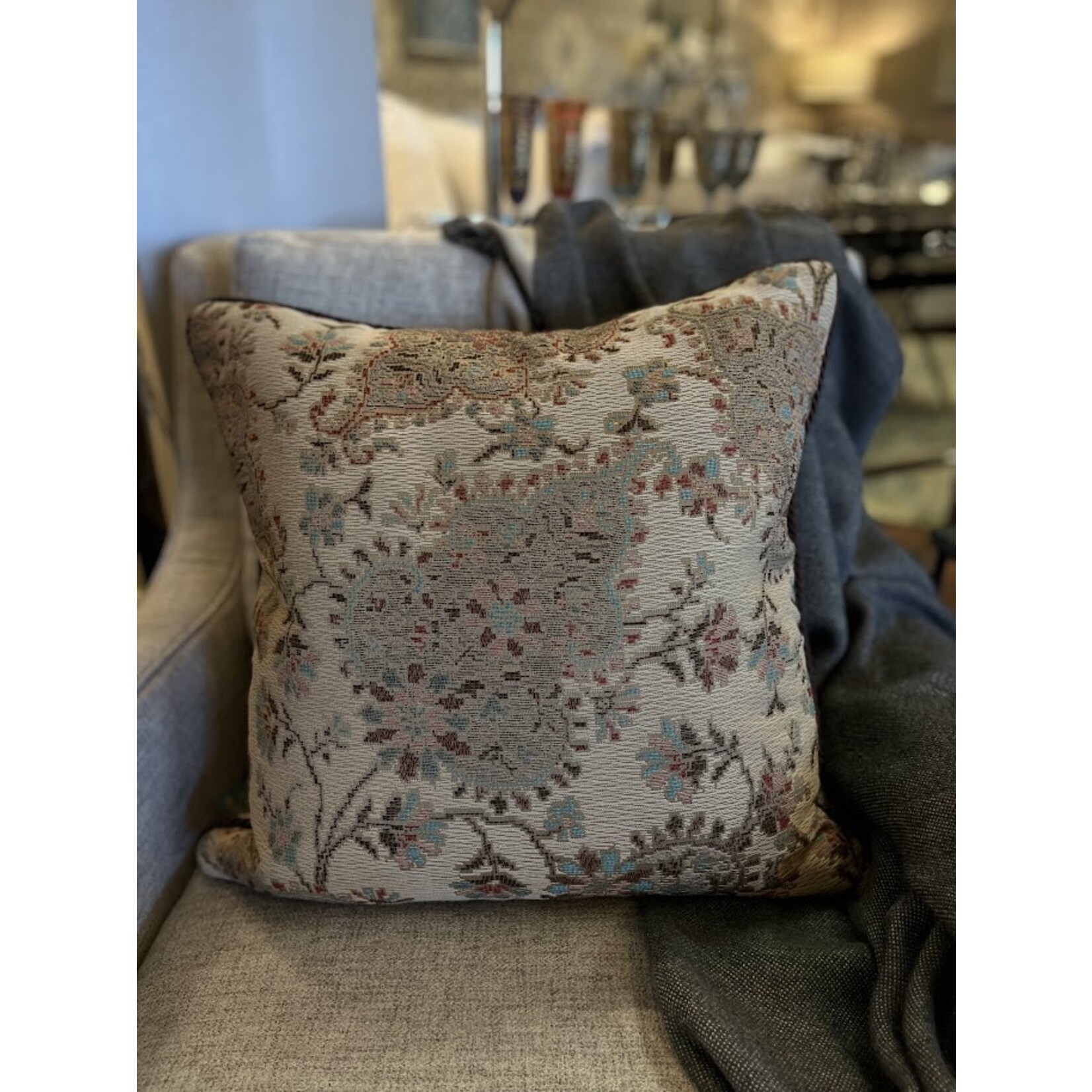 Henredon Floral Pillow with Welt