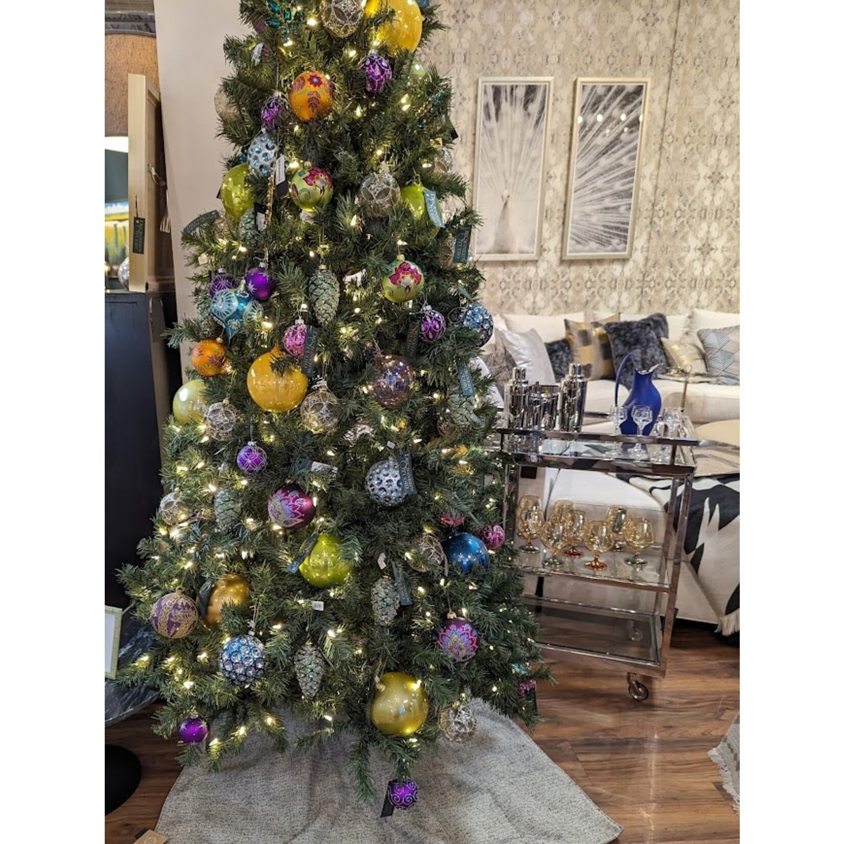 Tannenbaum Treasures Bohemian Flower Glitter Ball Ornament