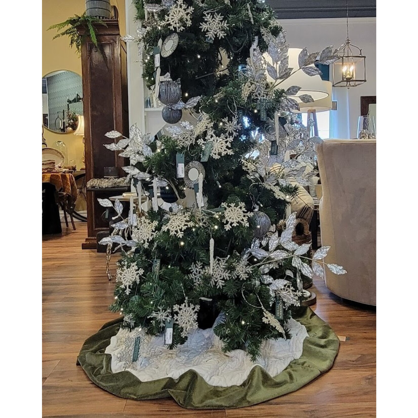 RAZ Imports Glittered Silver Leaf Spray 29"