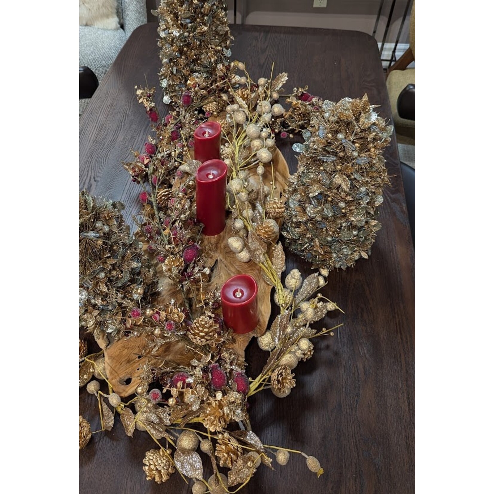 Salzburg Creations Inc Ivory & Gold Beaded Fruit Garland 60"