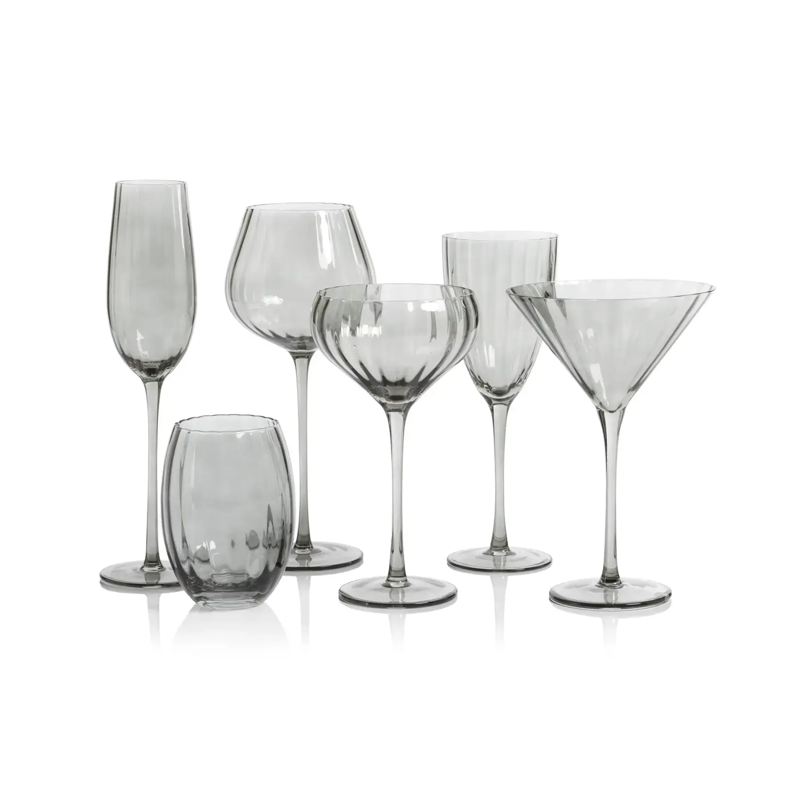 Zodax Madeleine Optic Glassware Smoke Champagne Flute