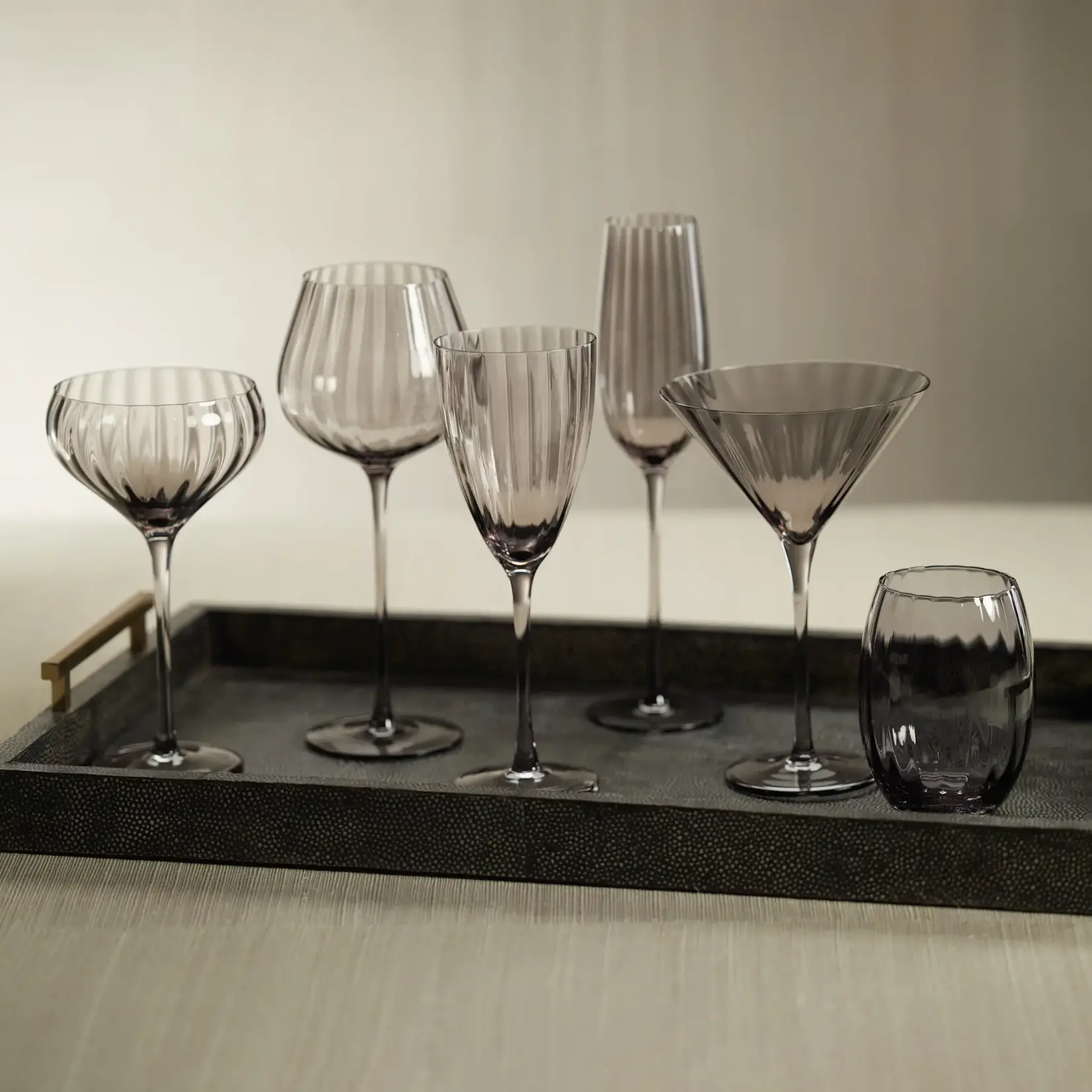 Zodax Madeleine Optic Glassware Smoke Champagne Flute