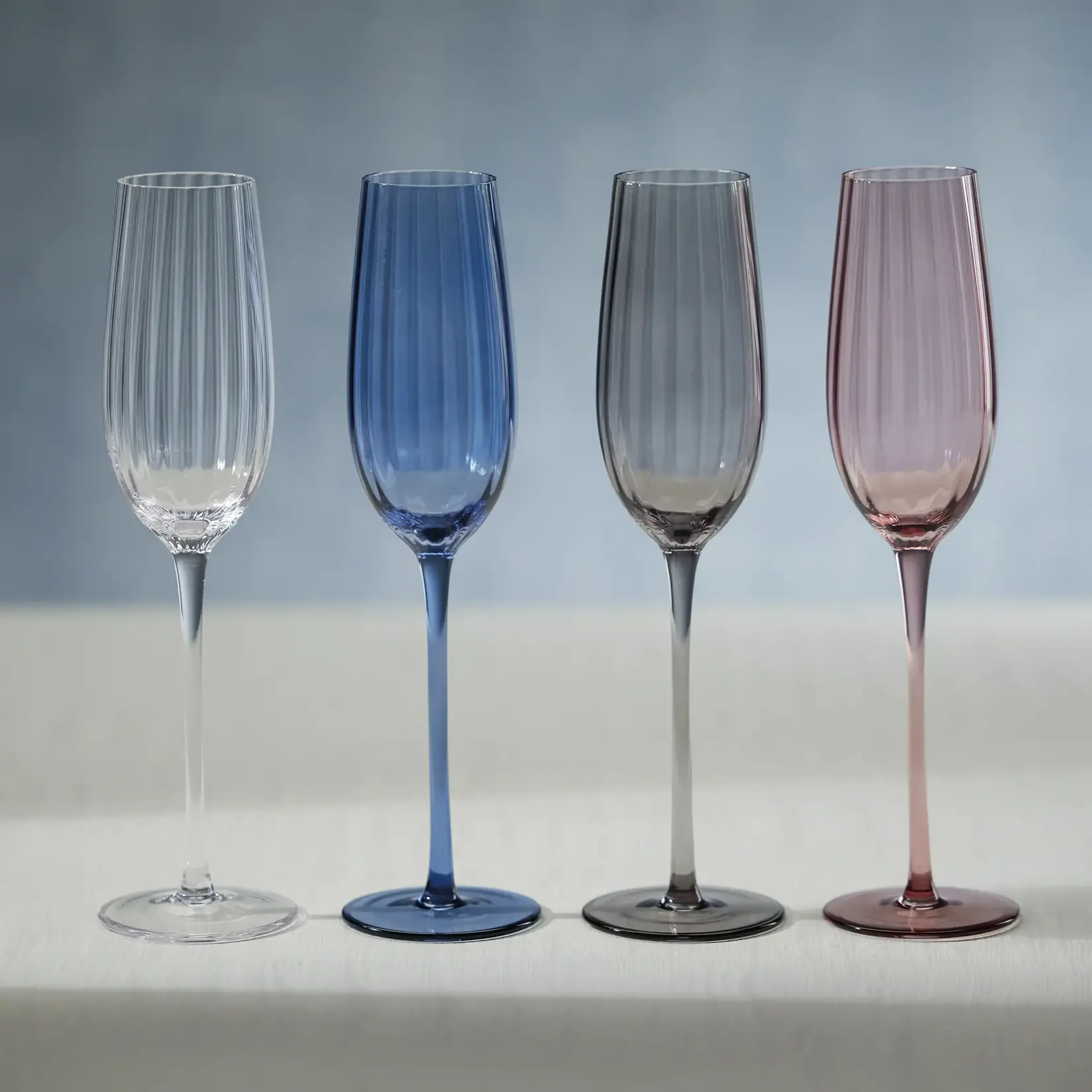 Zodax Madeleine Optic Glassware Smoke Champagne Flute
