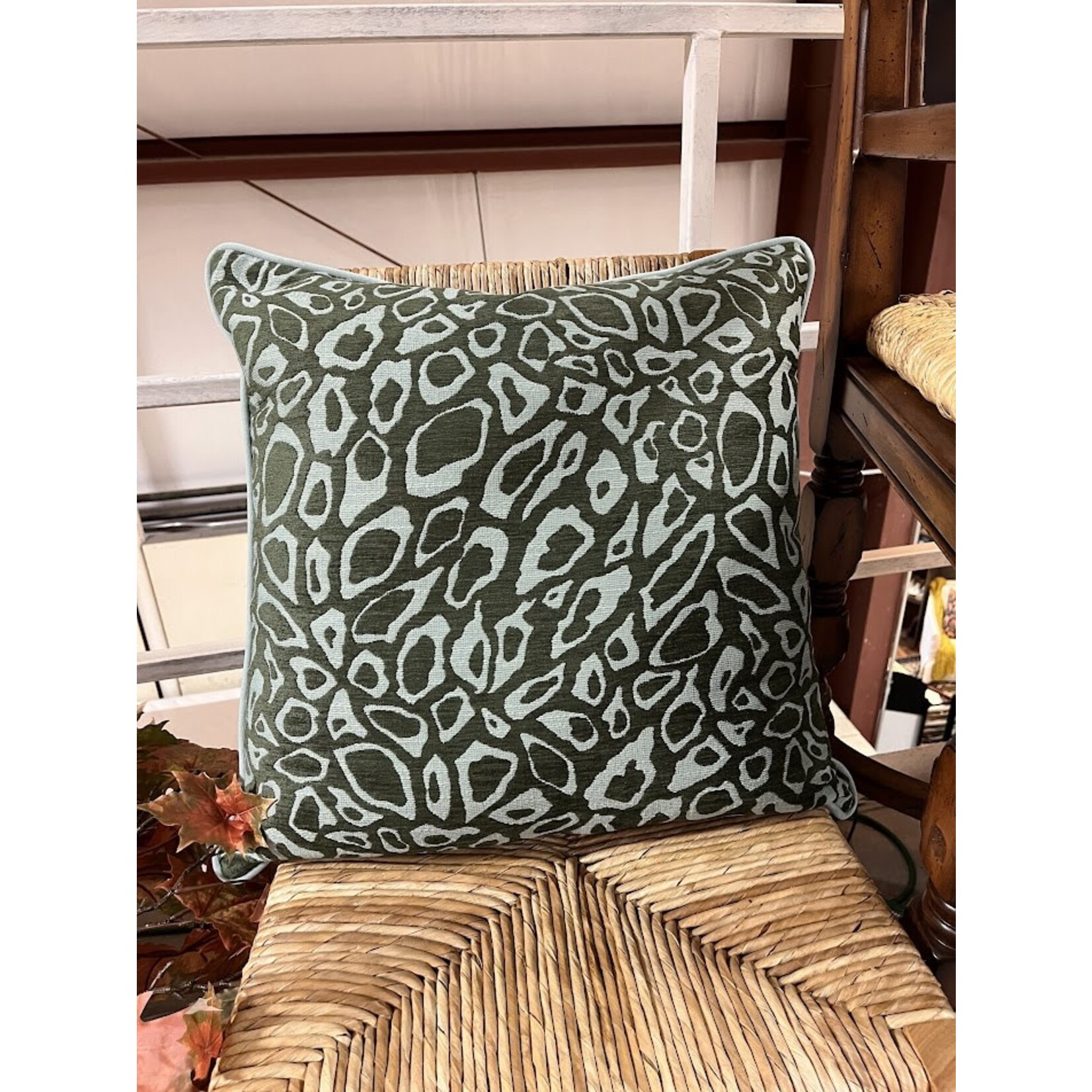 Gabby Leopard Forest 22x22 Pillow with Feather Insert